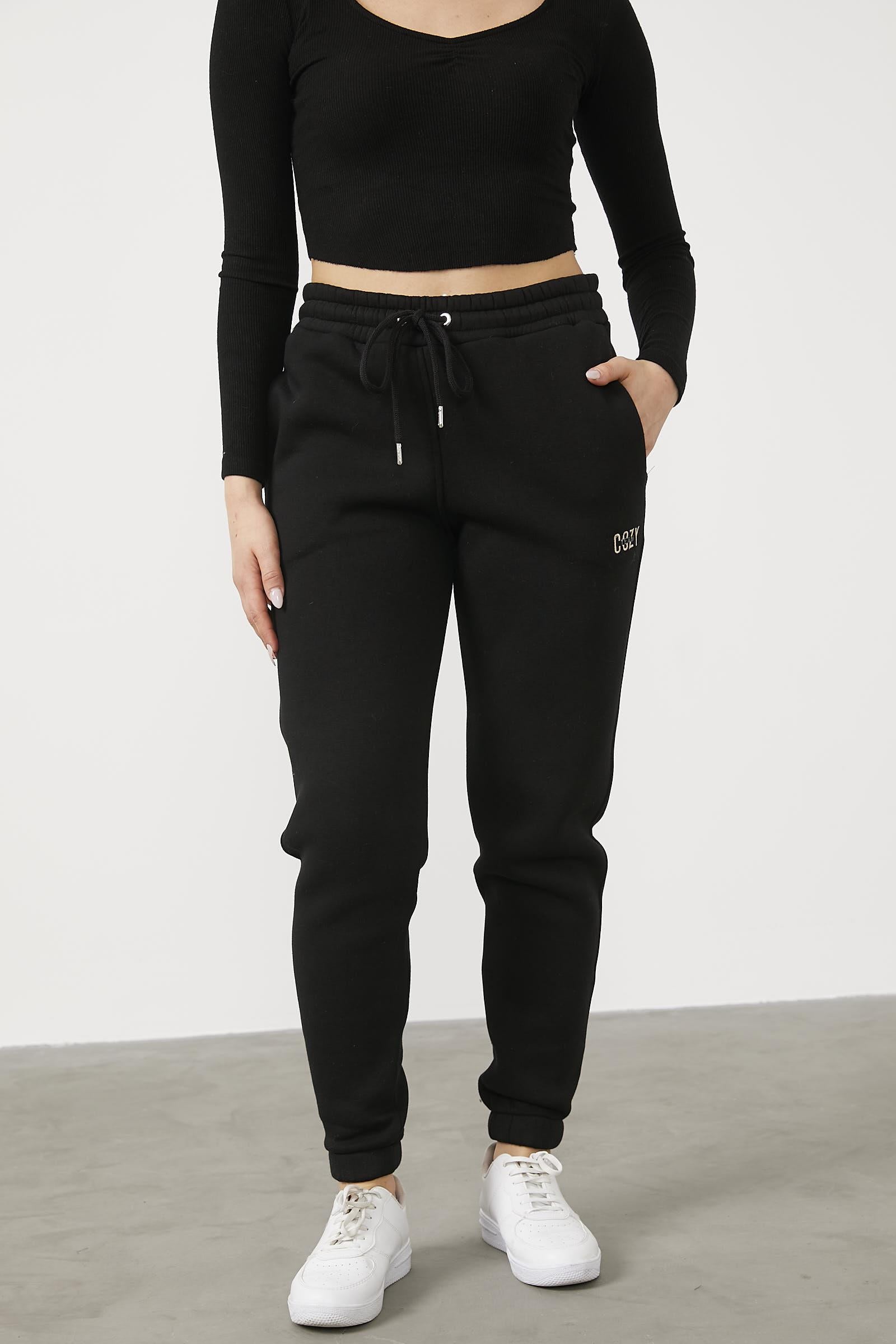 İçi Şardonlu Kalın Eşofman Altı - Siyah (3) Sementa