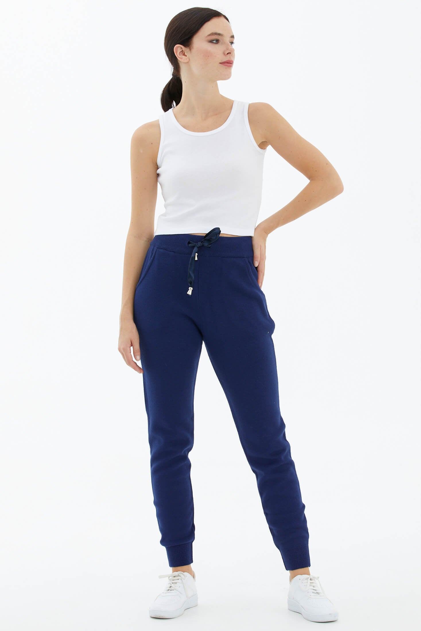 Kadın Cepli Triko Pantolon - Lacivert (2) Sementa