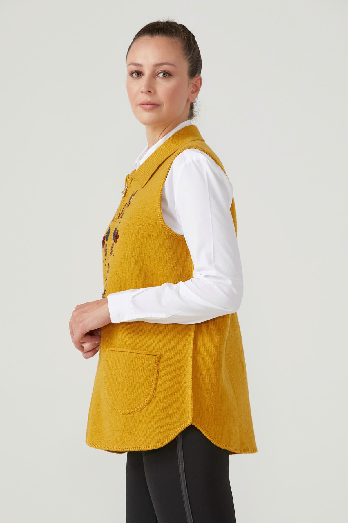 Kadın Fermuarlı Triko Yelek - Güneş (2) Sementa