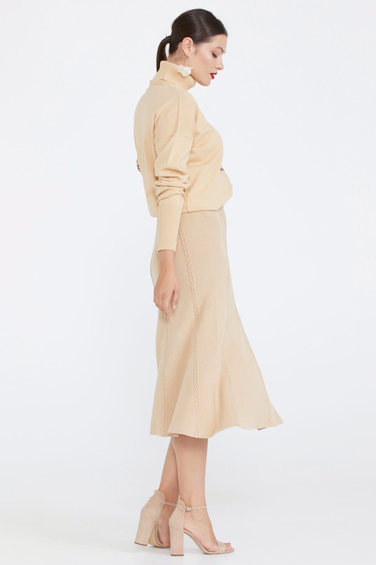 Kadın Triko Etek - Kamel (3) Sementa