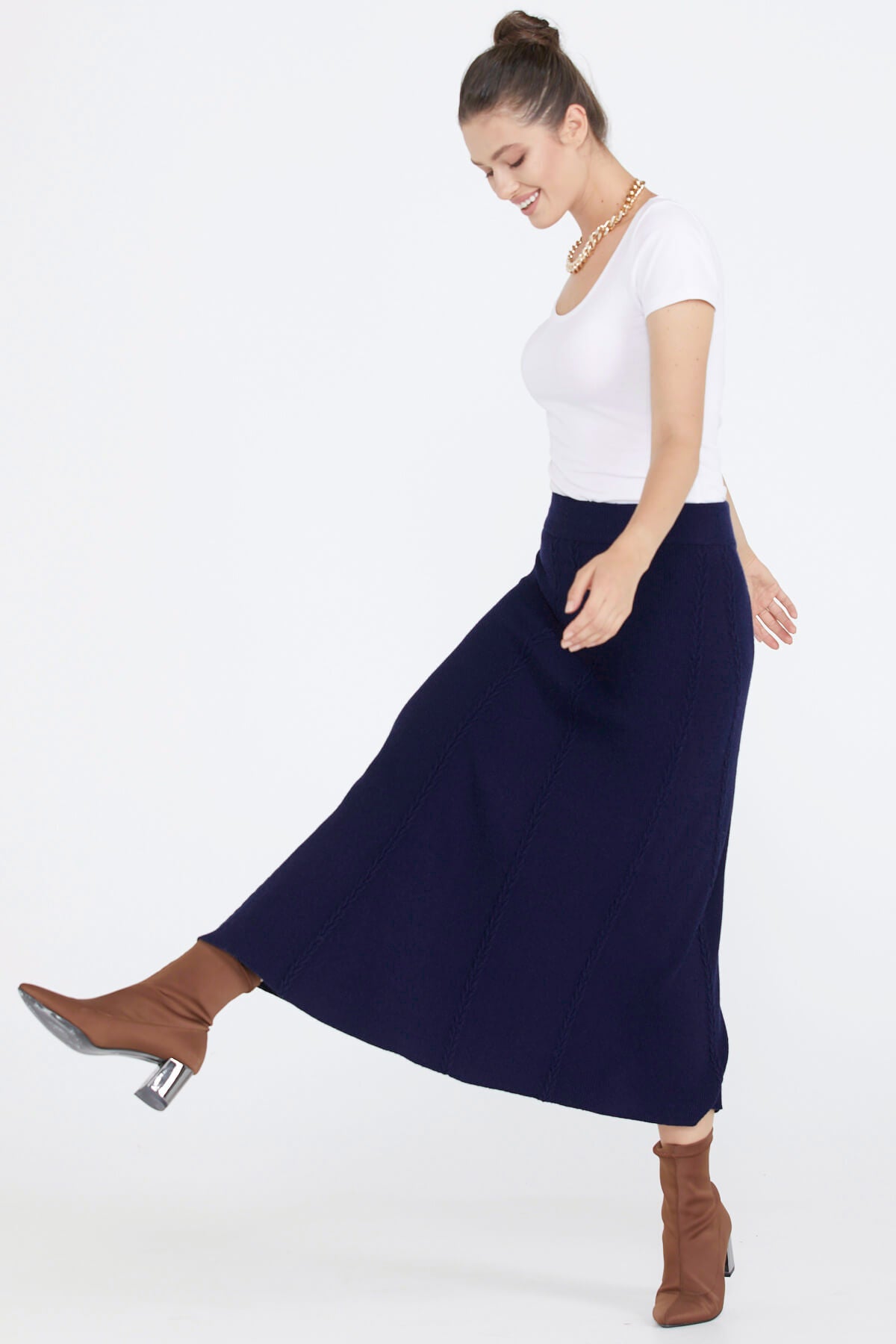 Kadın Triko Etek - Lacivert (2) Sementa