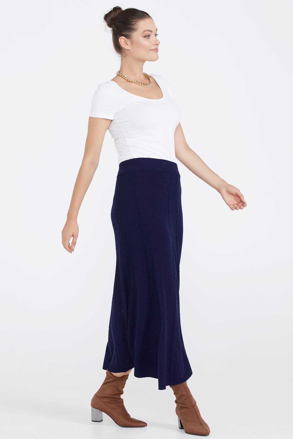 Kadın Triko Etek - Lacivert (3) Sementa