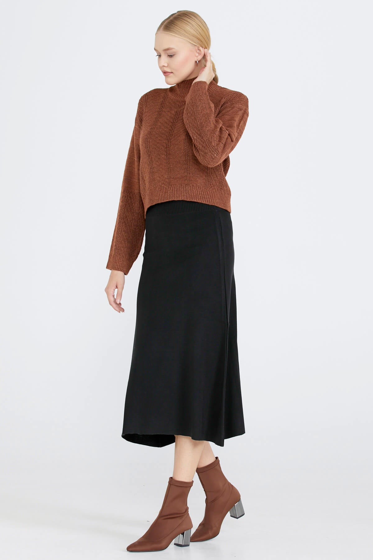 Kadın Triko Etek - Siyah (1) Sementa