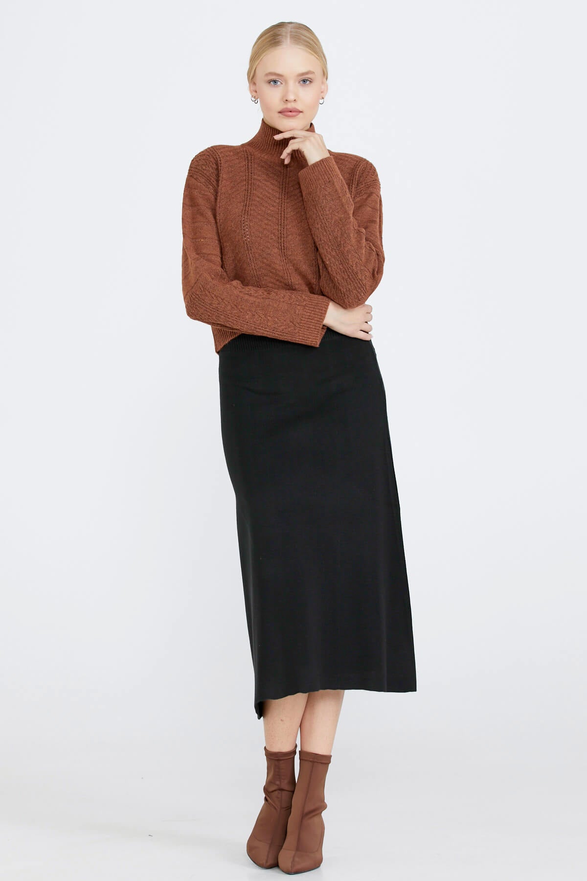 Kadın Triko Etek - Siyah (2) Sementa