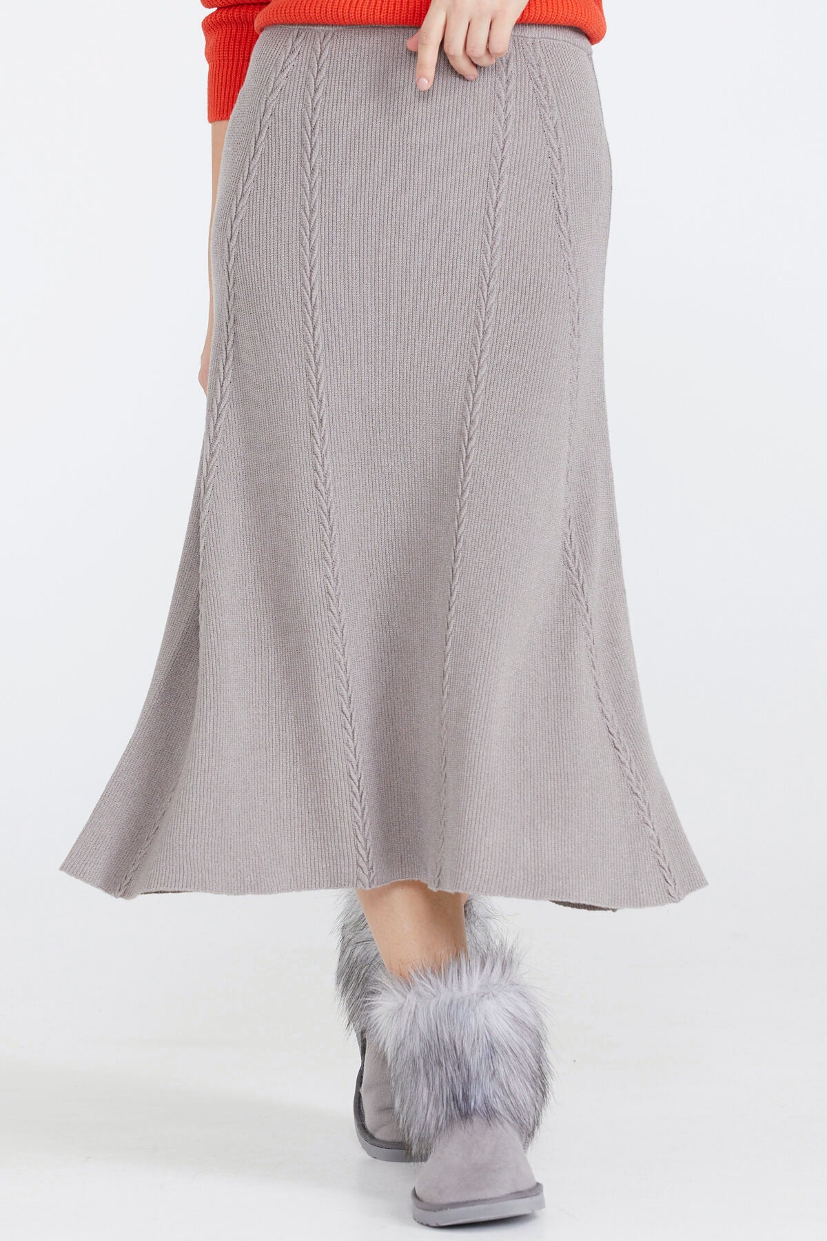 Kadın Triko Etek - Vizon (2) Sementa