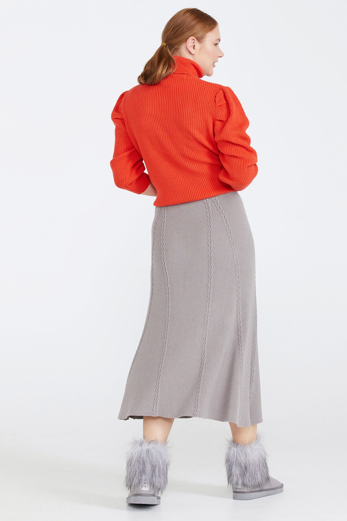 Kadın Triko Etek - Vizon (3) Sementa