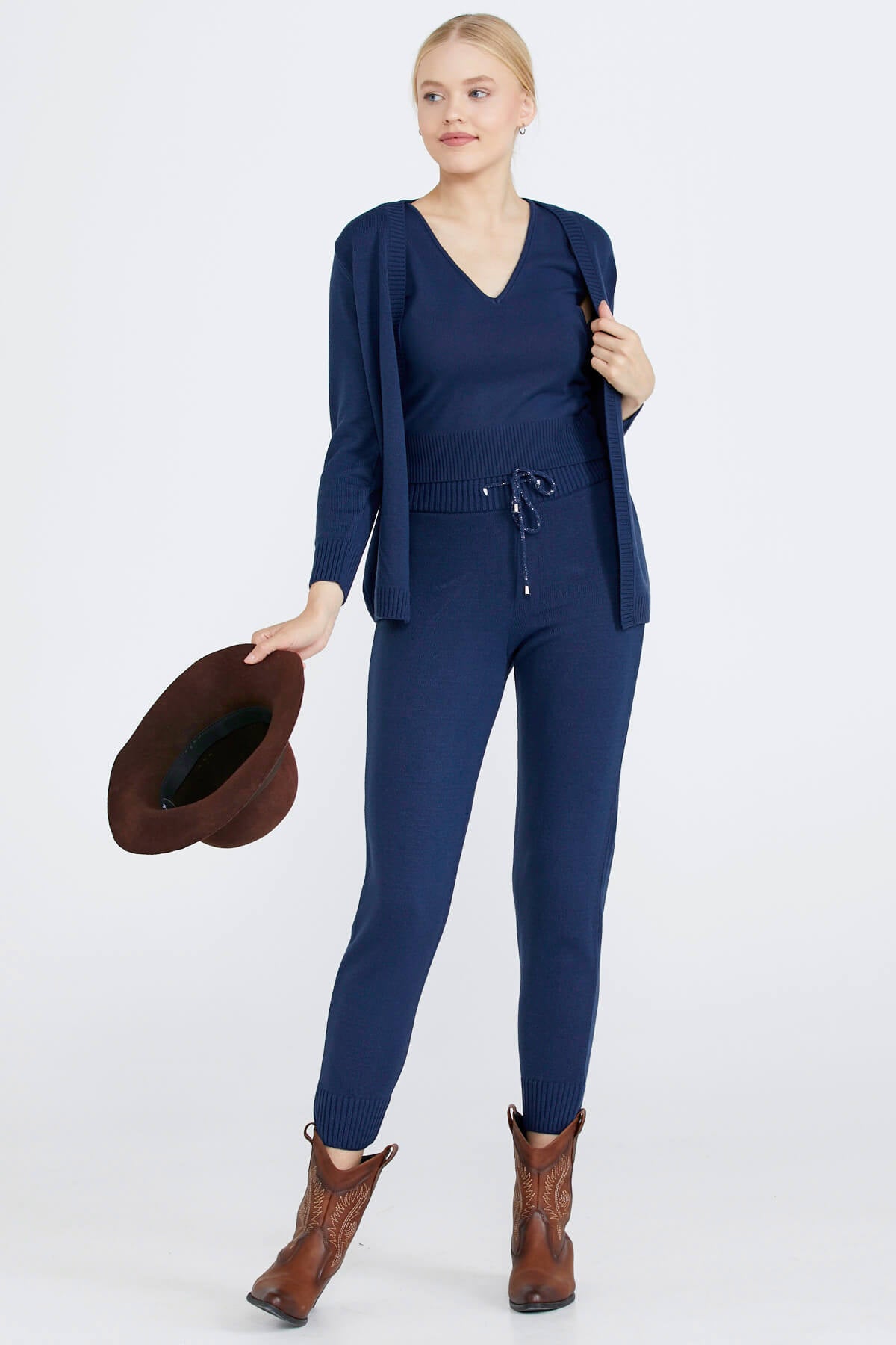 Kadın Üçlü Triko Takım - Lacivert (1) Sementa