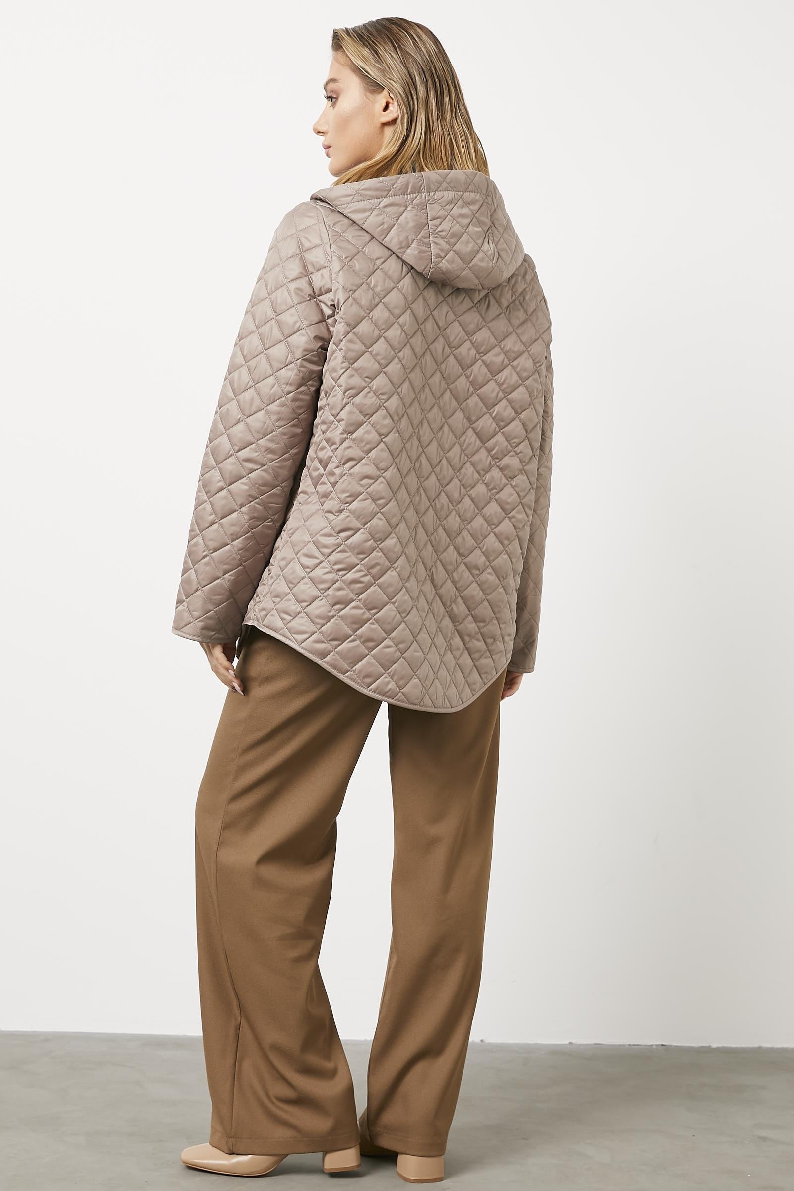 Kapitone Büyük Beden Desenli Astarlı Mont - Bej (3) Sementa