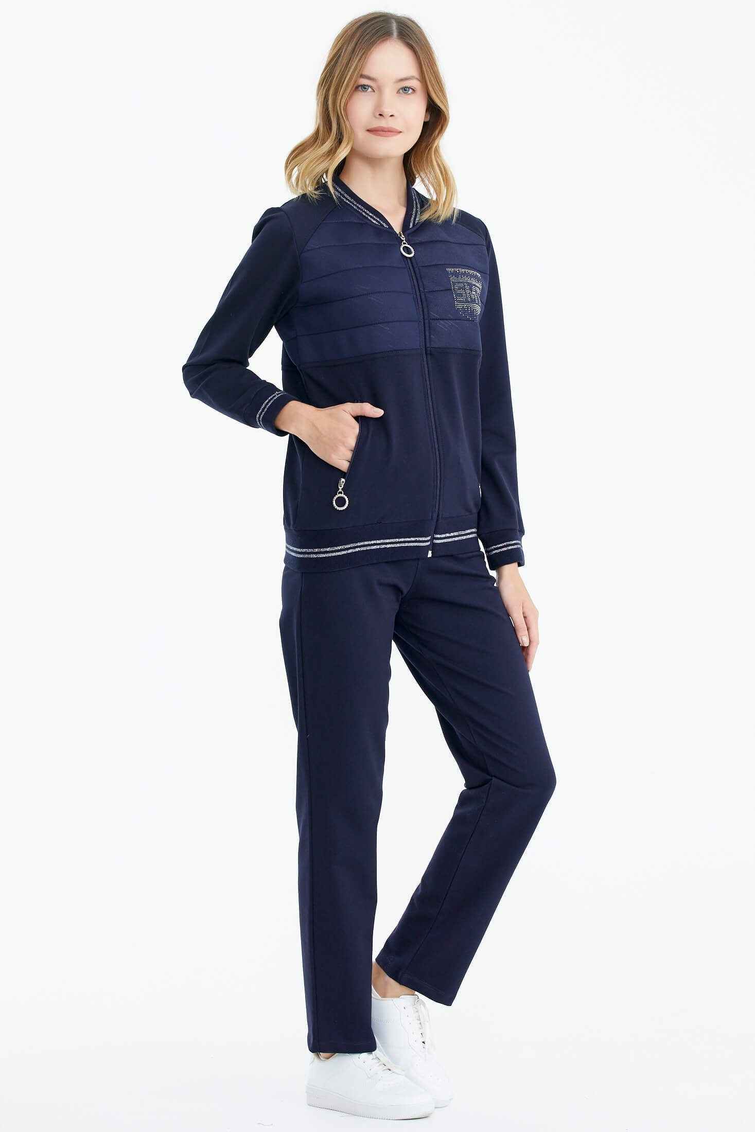 Kapitone Detaylı Eşofman Takımı - Lacivert (2) Sementa