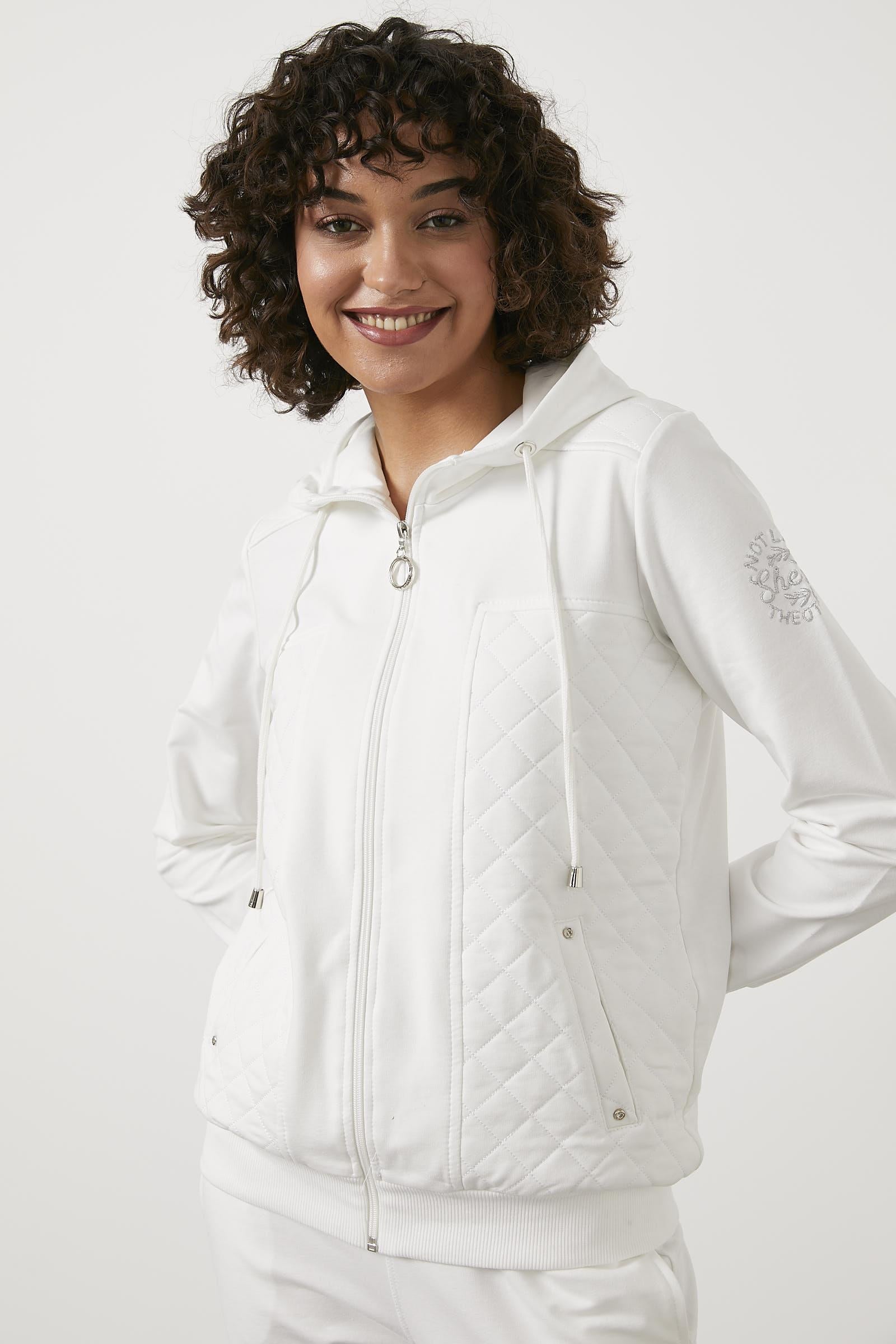 Kapitone Detaylı Kapüşonlu Eşofman Takım - Ekru (4) Sementa