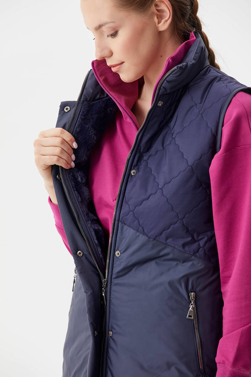 Kapitone Dik Yaka İçi Peluş Yelek - Lacivert (5) Sementa