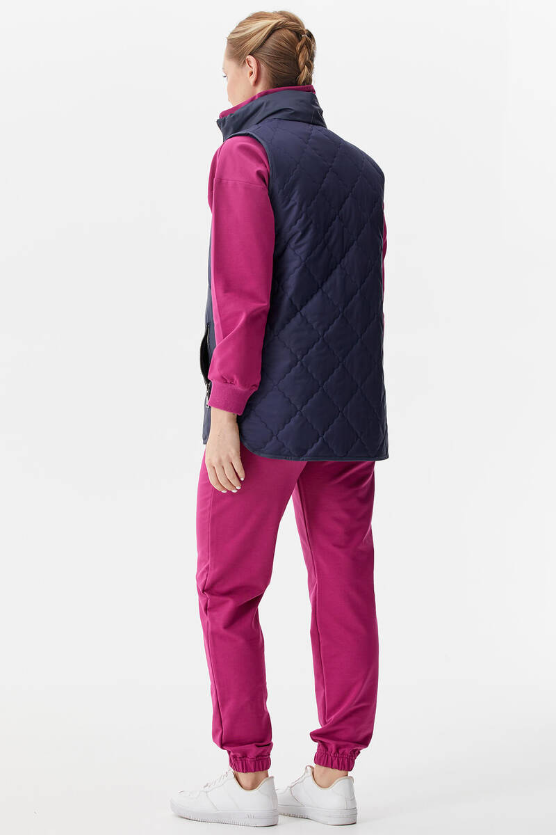 Kapitone Dik Yaka İçi Peluş Yelek - Lacivert (6) Sementa