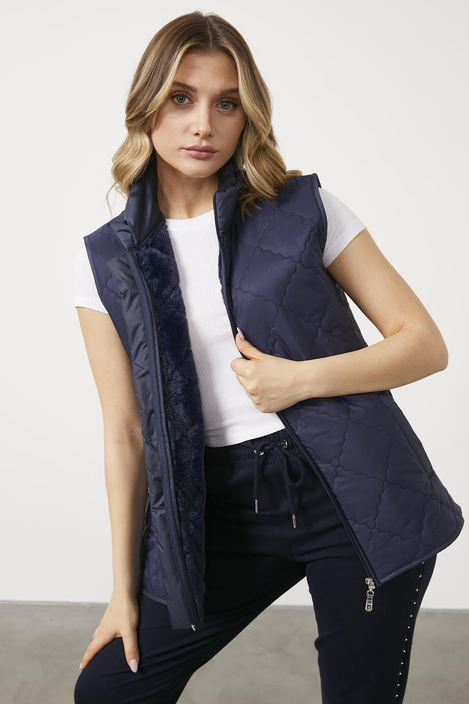 Kapitone İçi Peluş Yelek - Lacivert (3) Sementa