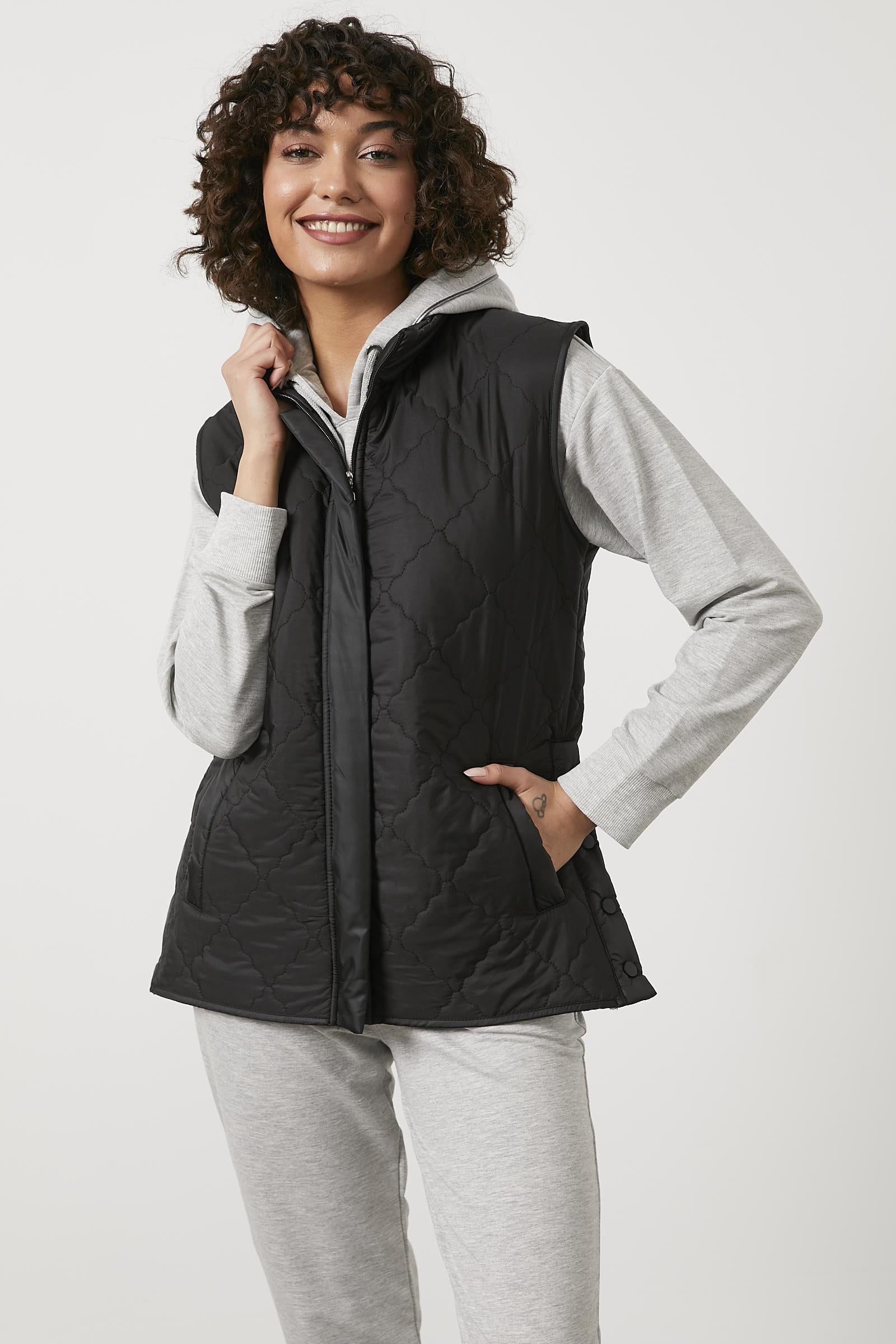 Kapitone İçi Peluş Yelek - Siyah (3) Sementa