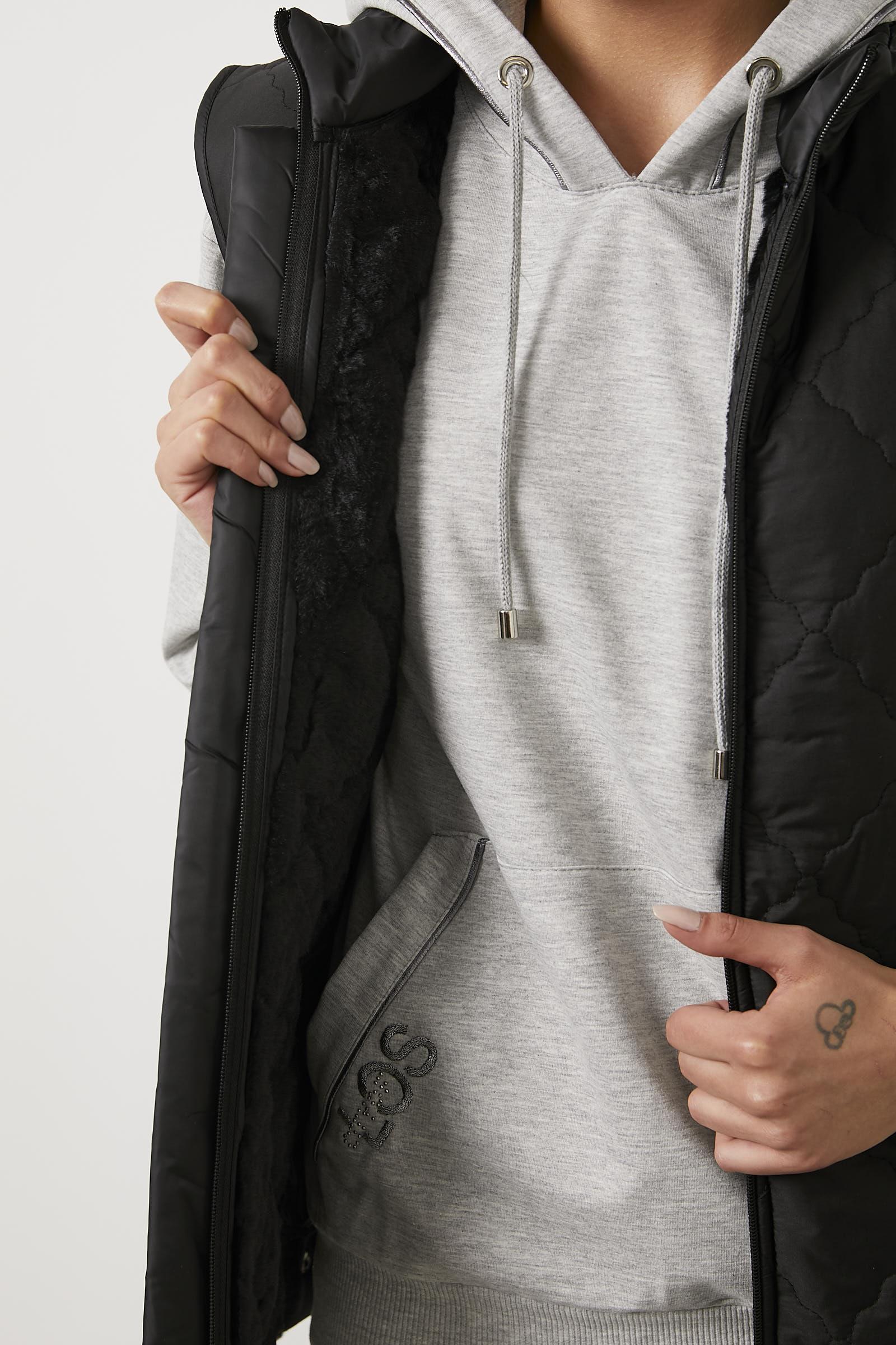 Kapitone İçi Peluş Yelek - Siyah (4) Sementa