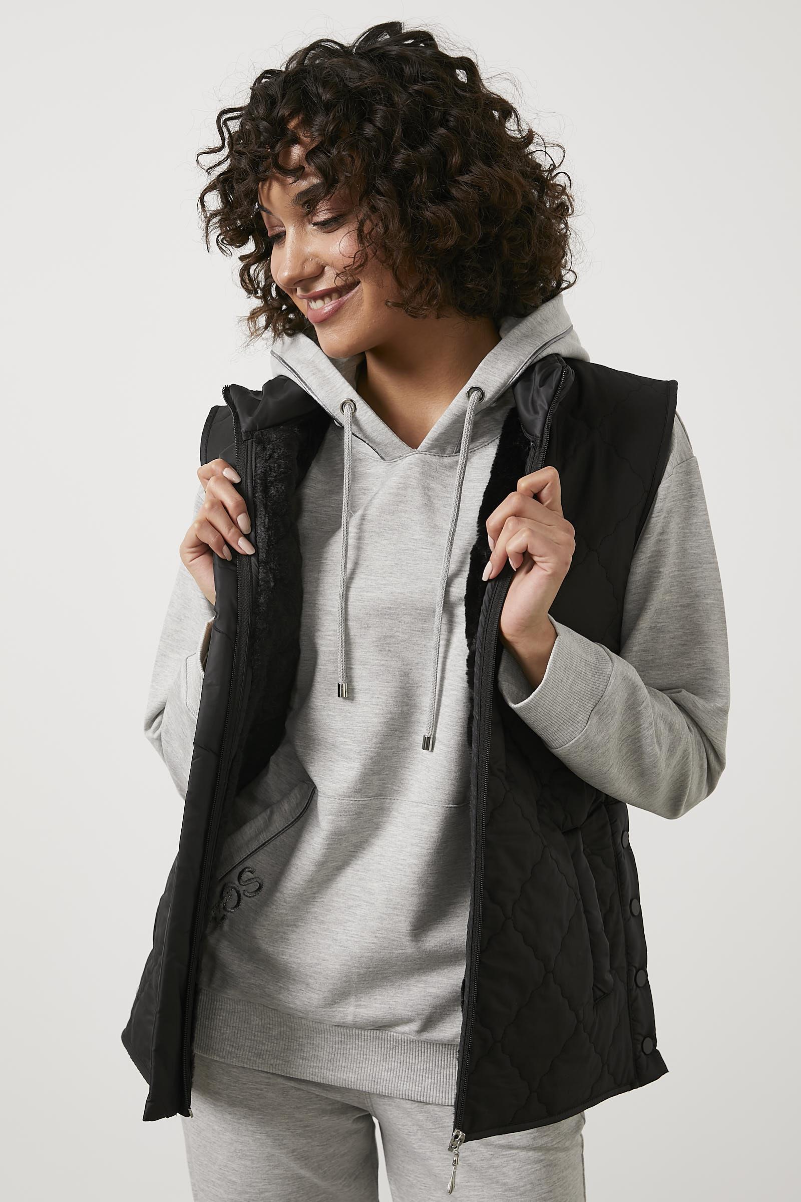 Kapitone İçi Peluş Yelek - Siyah (2) Sementa