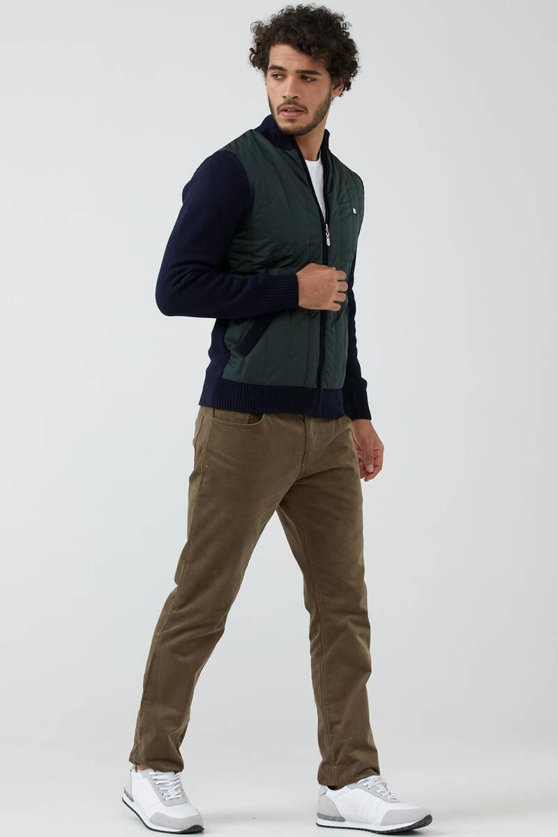 Kapitone Kombinli Fermuarlı Triko Mont - Yeşil - Lacivert (2) Sementa