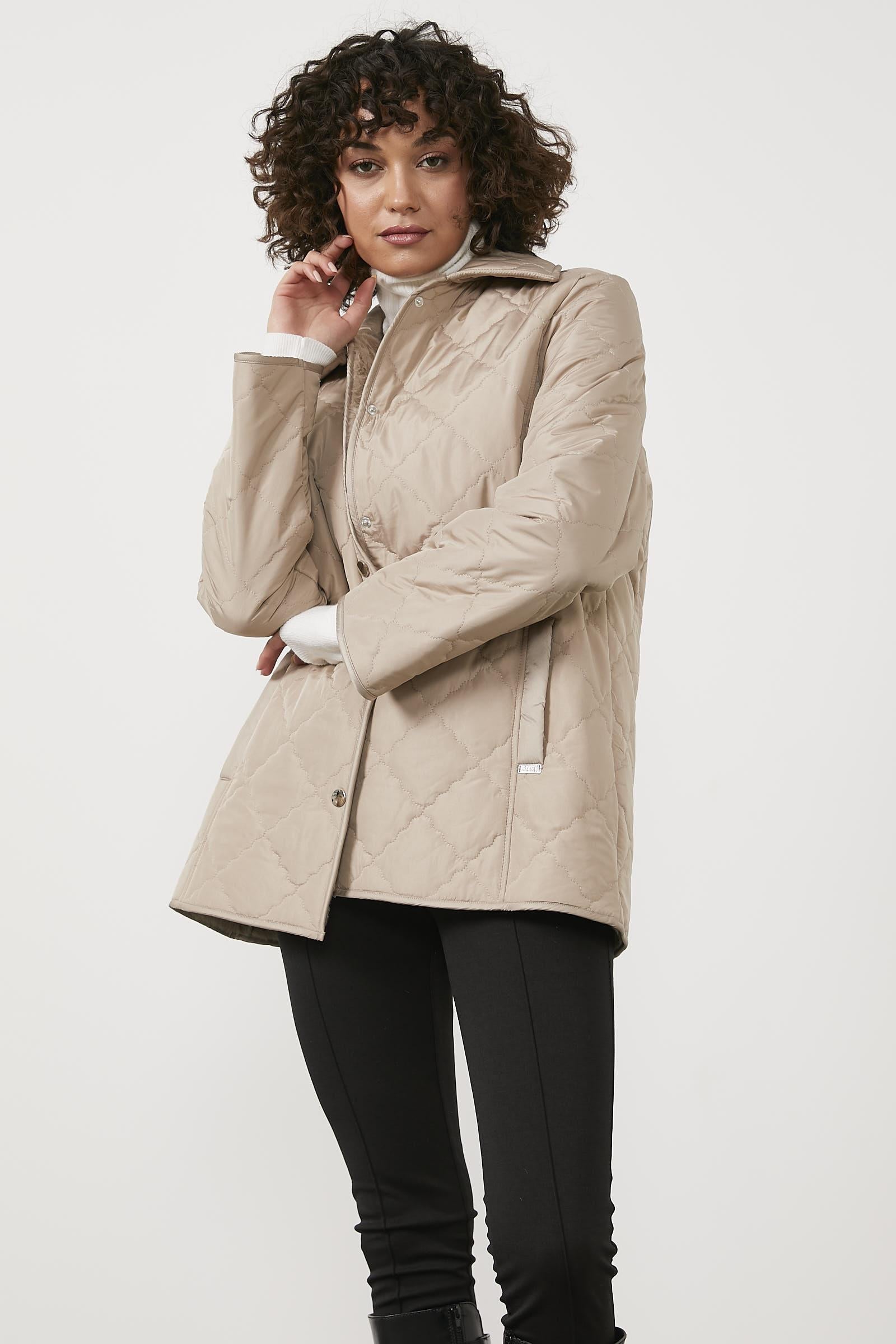 Kapitone Rahat Kalıp İçi Peluş Mont - Bej (3) Sementa