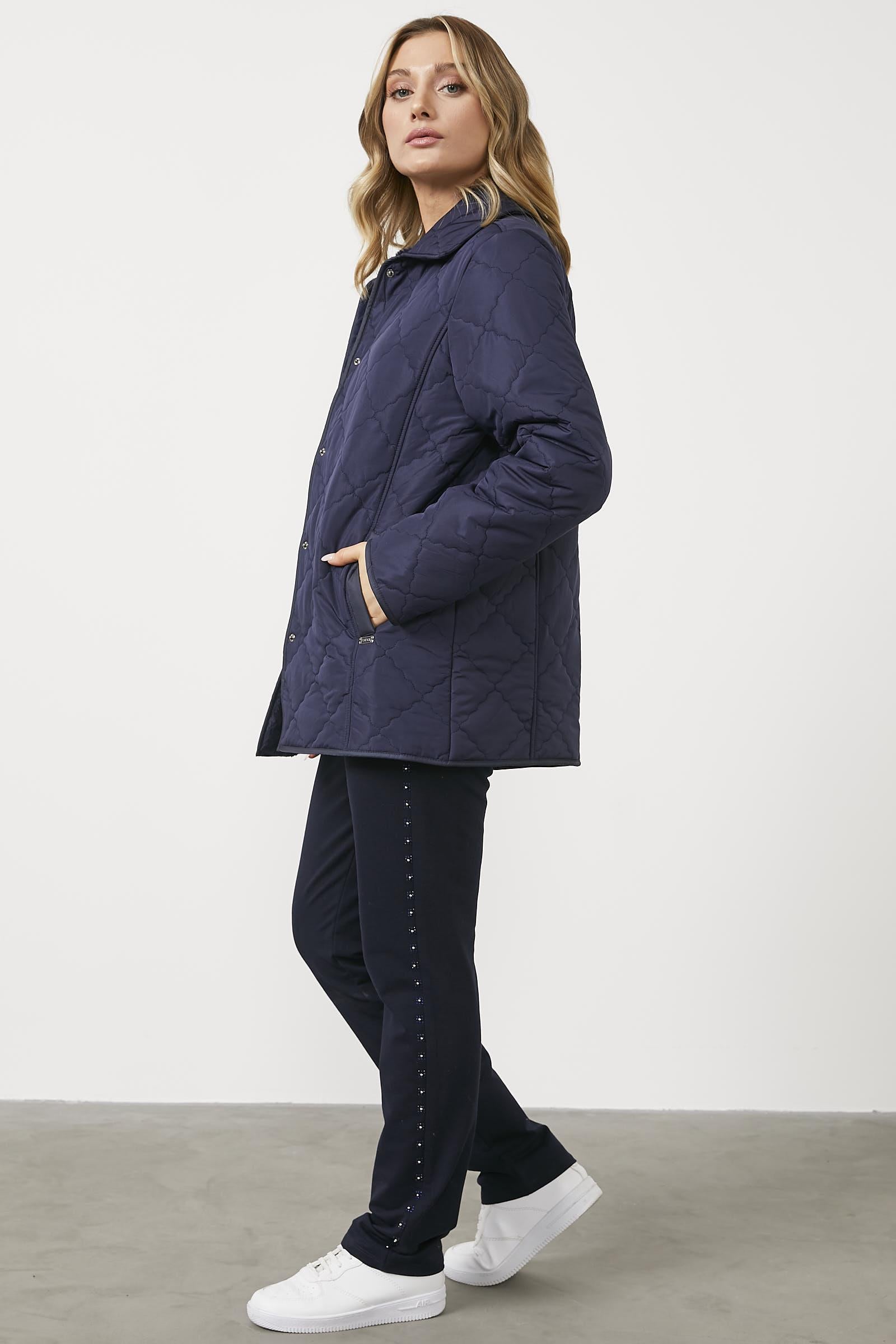 Kapitone Rahat Kalıp İçi Peluş Mont - Lacivert (3) Sementa