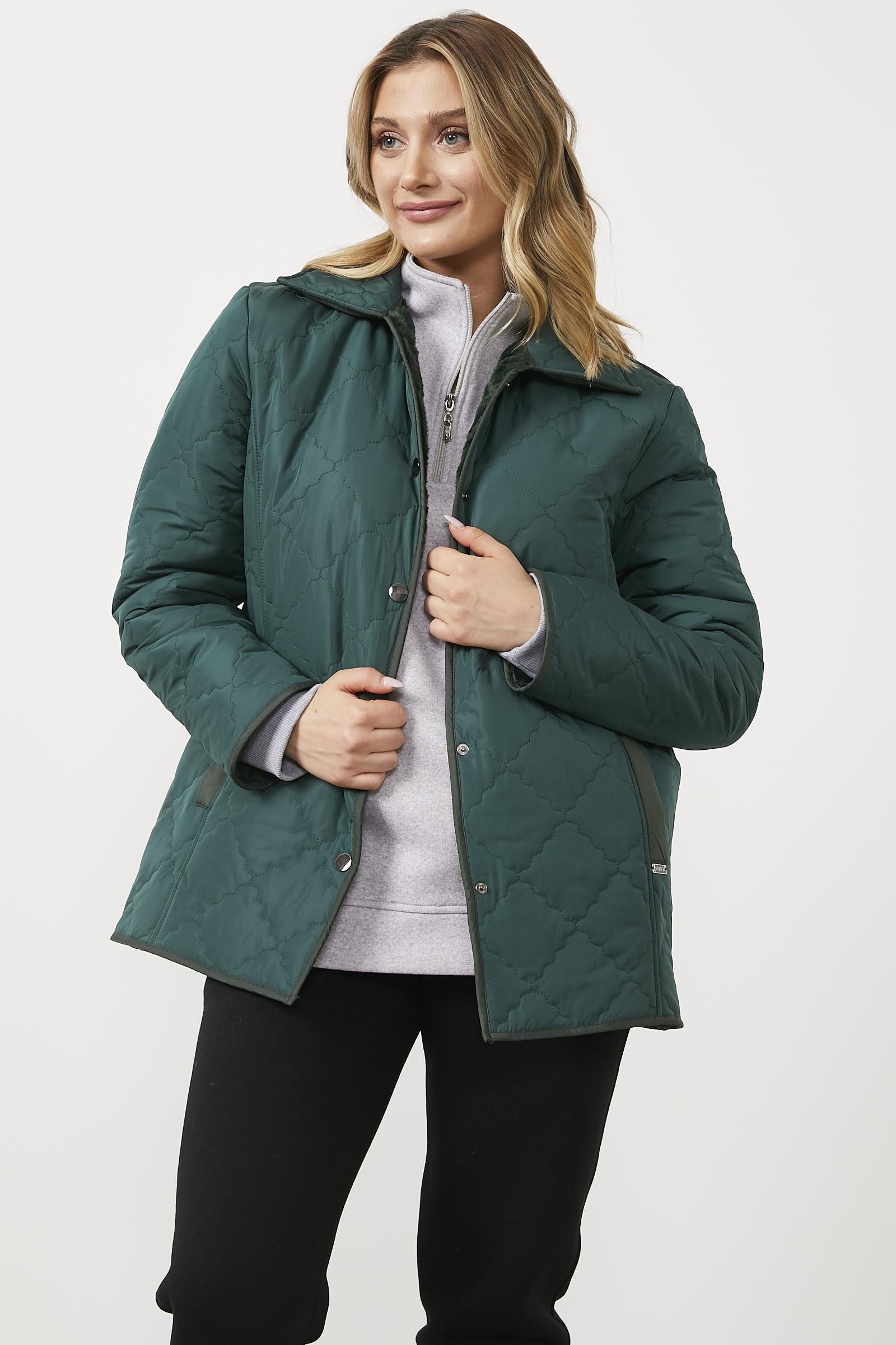 Kapitone Rahat Kalıp İçi Peluş Mont - Yeşil (2) Sementa