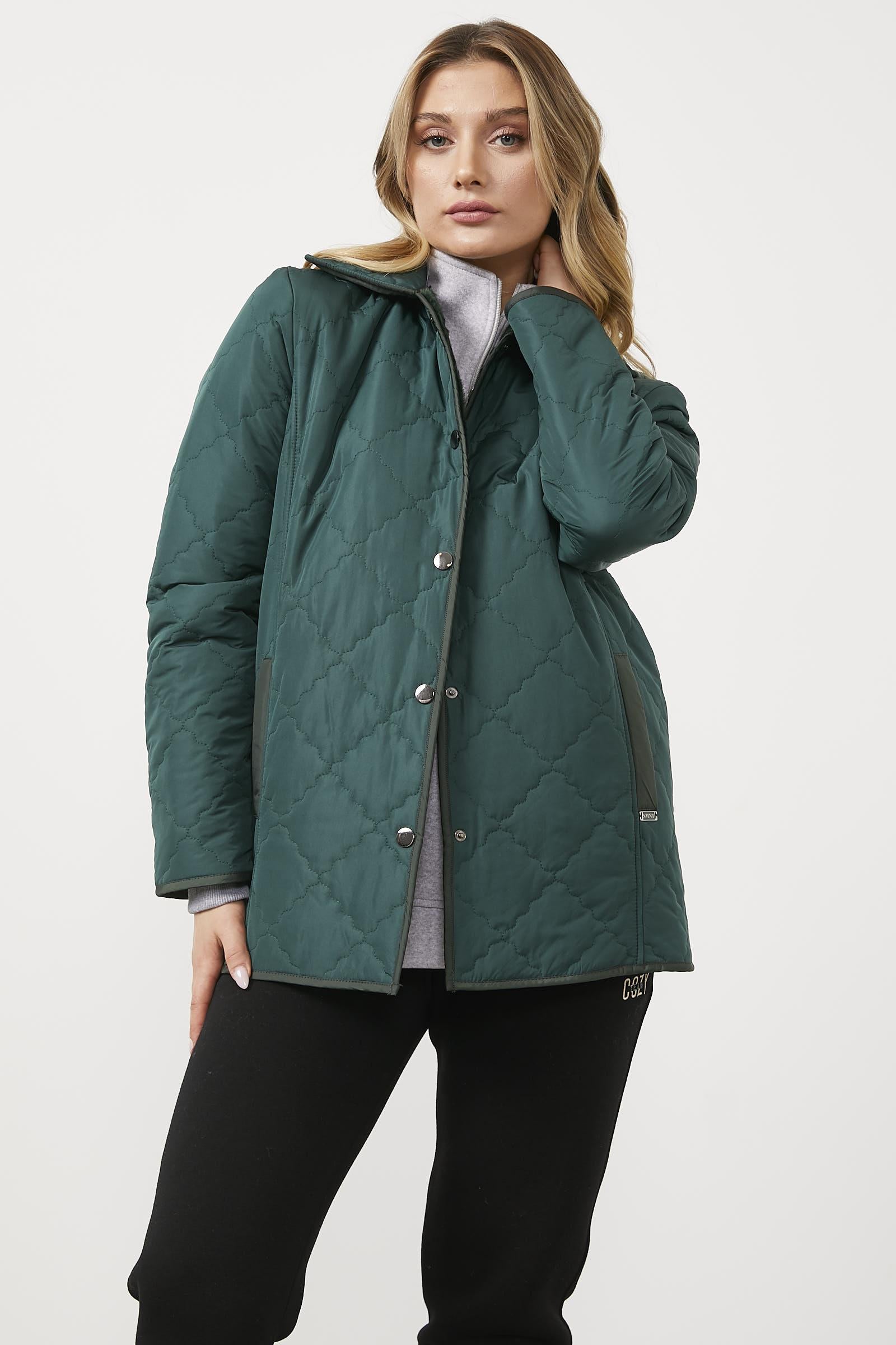 Kapitone Rahat Kalıp İçi Peluş Mont - Yeşil (3) Sementa