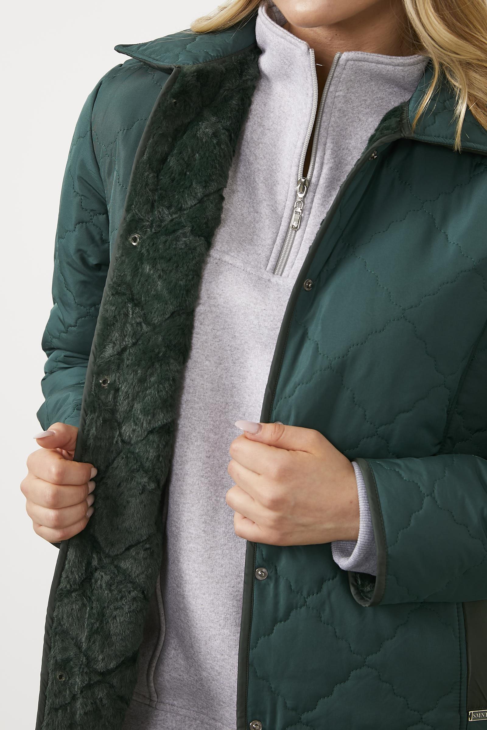 Kapitone Rahat Kalıp İçi Peluş Mont - Yeşil (4) Sementa