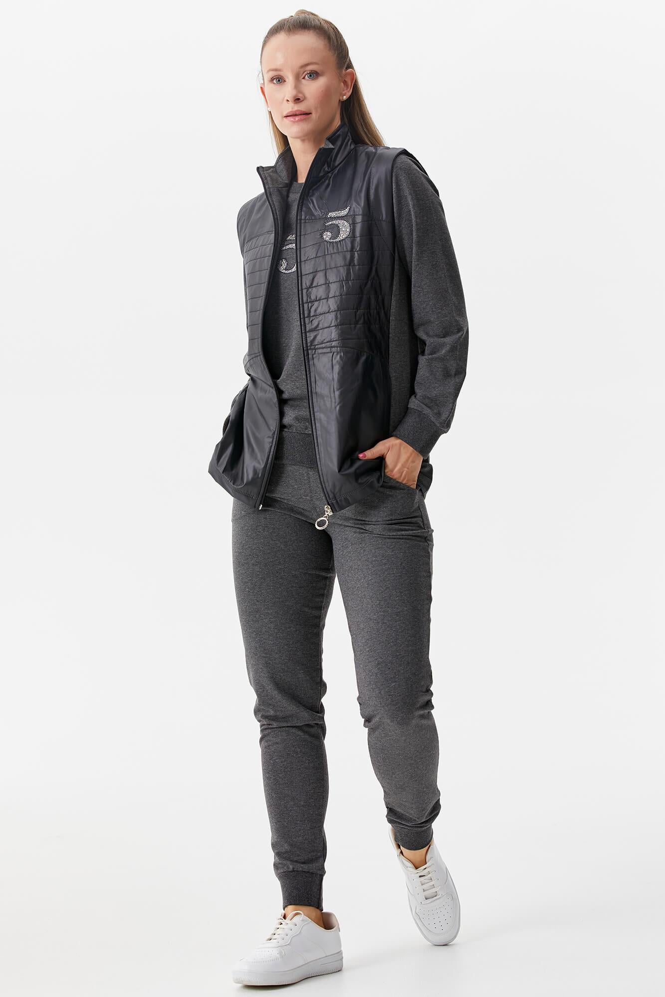 Kapitone Yelekli Üçlü Eşofman Takım - Antrasit (2) Sementa