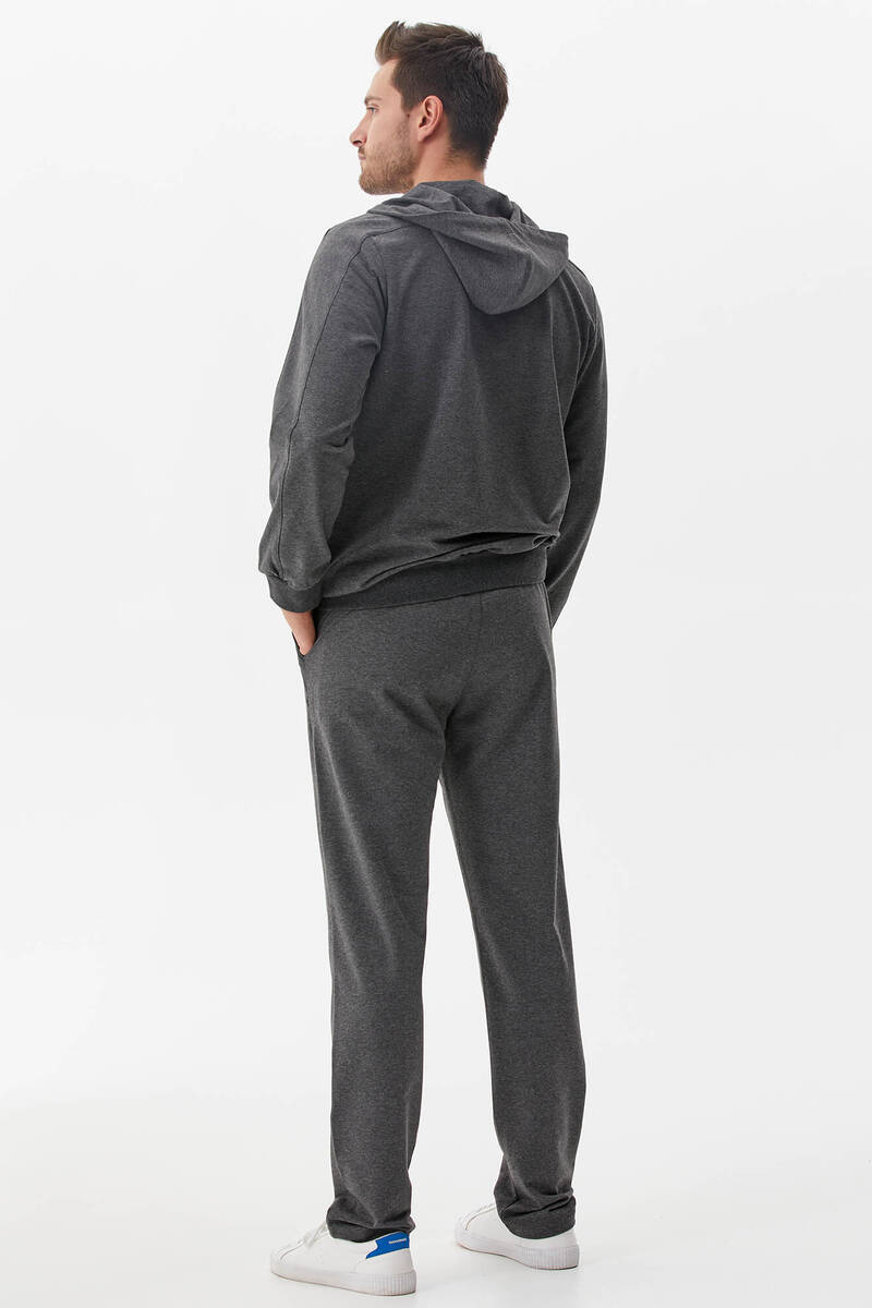 Kapüşonlu Düz Paça Eşofman Takım - Antrasit (4) Sementa