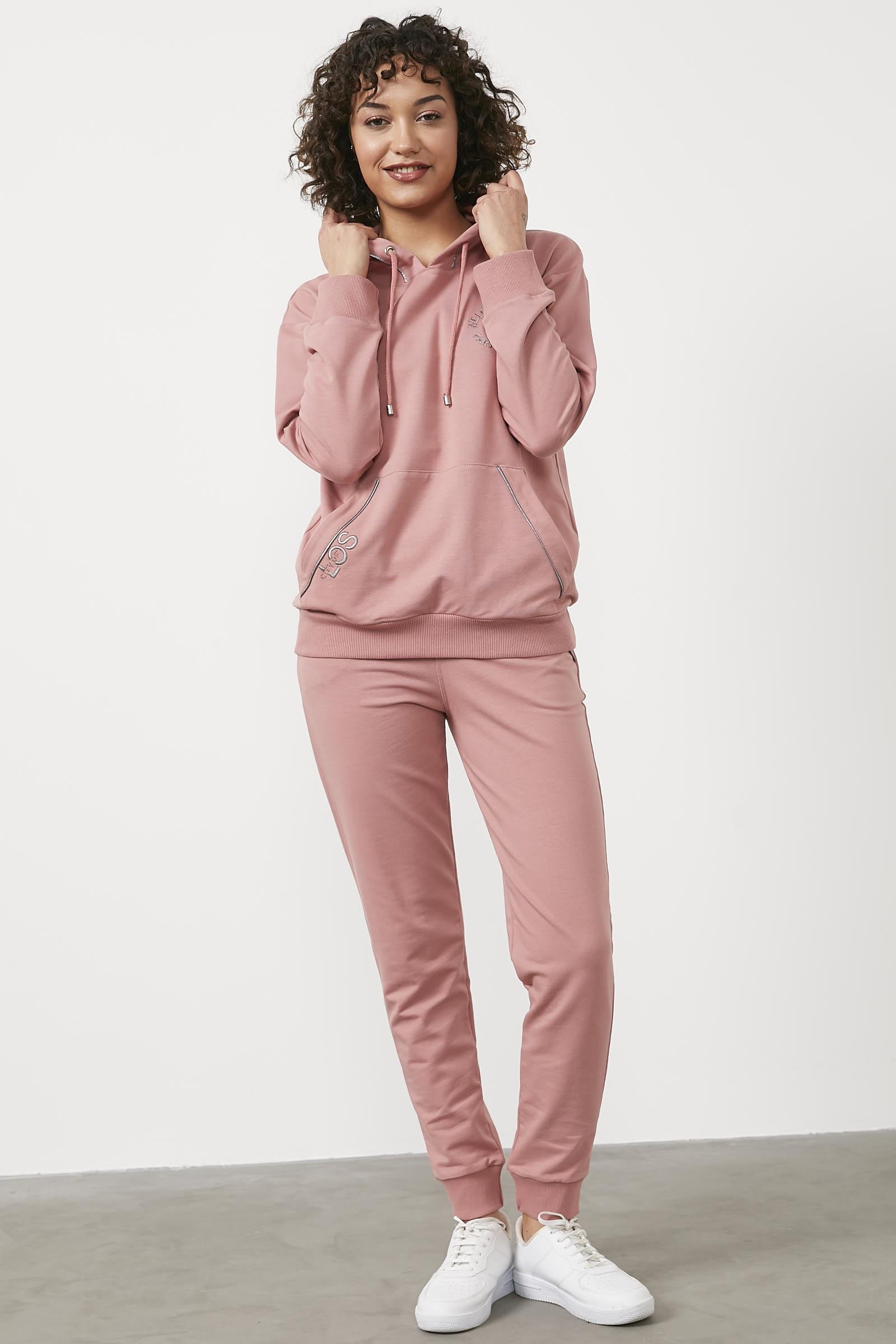 Kapüşonlu Kanguru Cepli Eşofman Takım - Gül Kurusu (2) Sementa