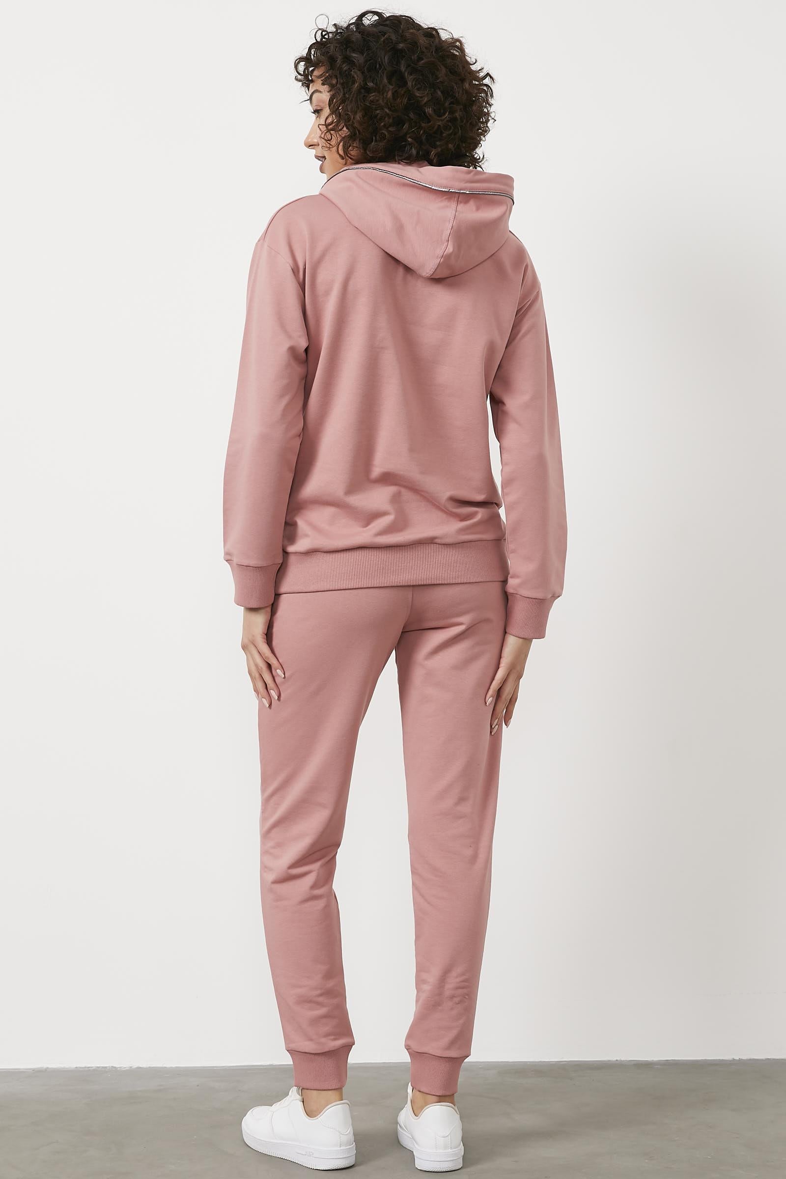 Kapüşonlu Kanguru Cepli Eşofman Takım - Gül Kurusu (5) Sementa