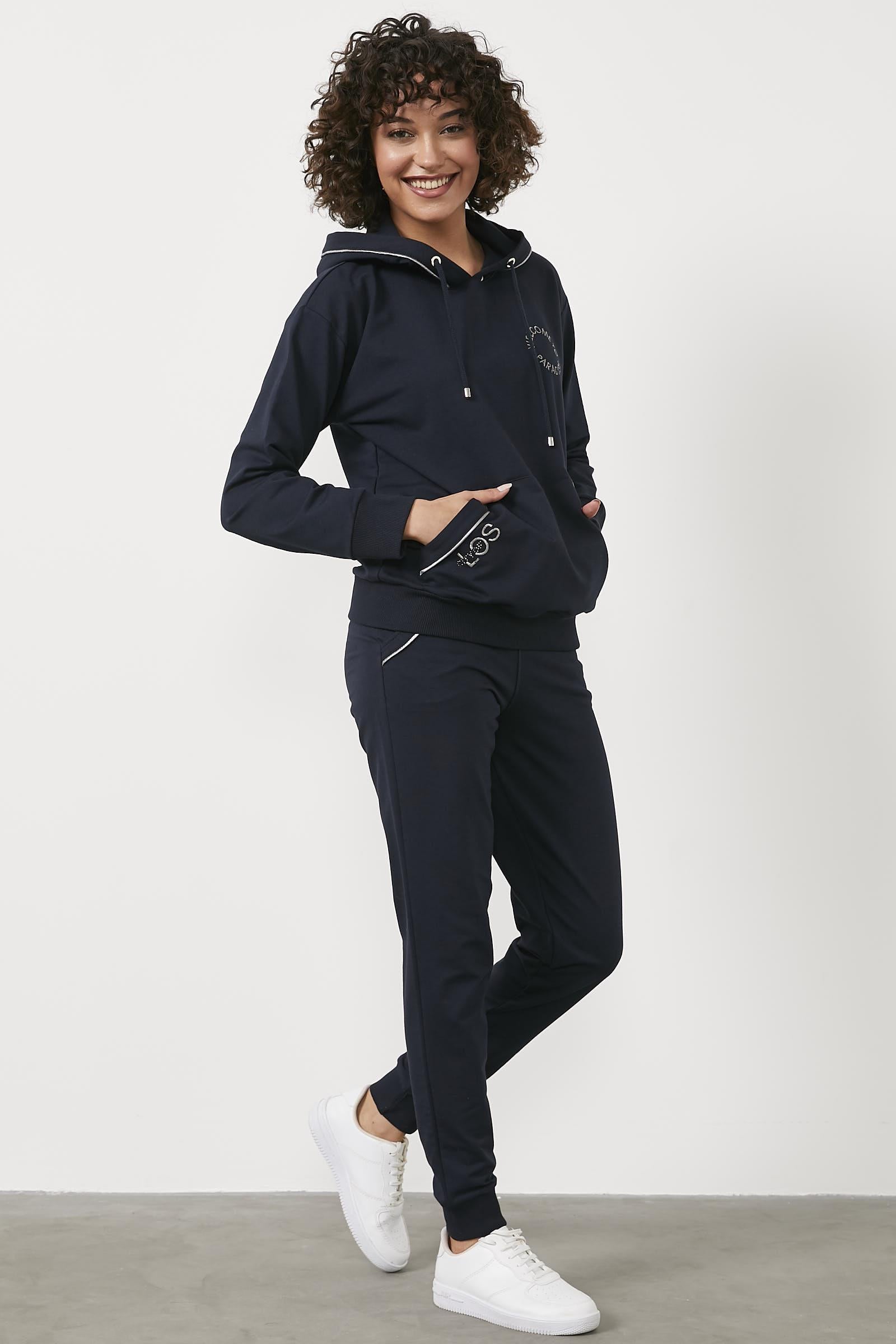 Kapüşonlu Kanguru Cepli Eşofman Takım - Lacivert (3) Sementa