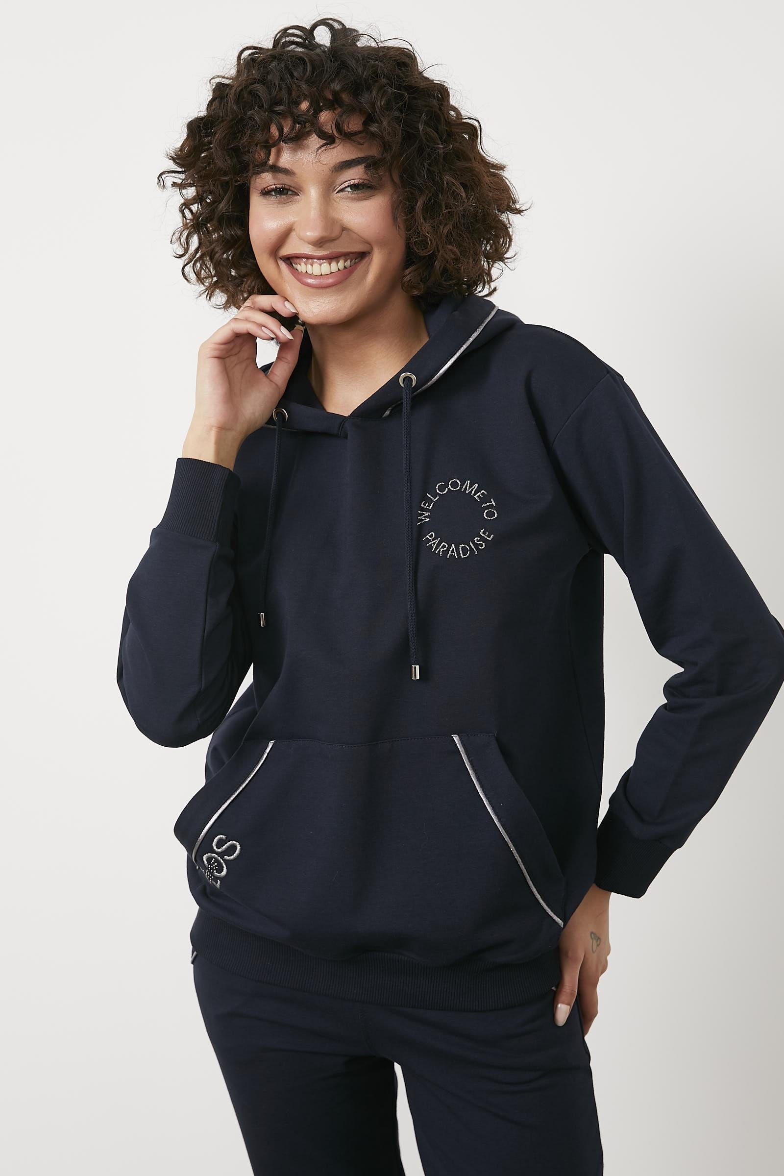 Kapüşonlu Kanguru Cepli Eşofman Takım - Lacivert (4) Sementa