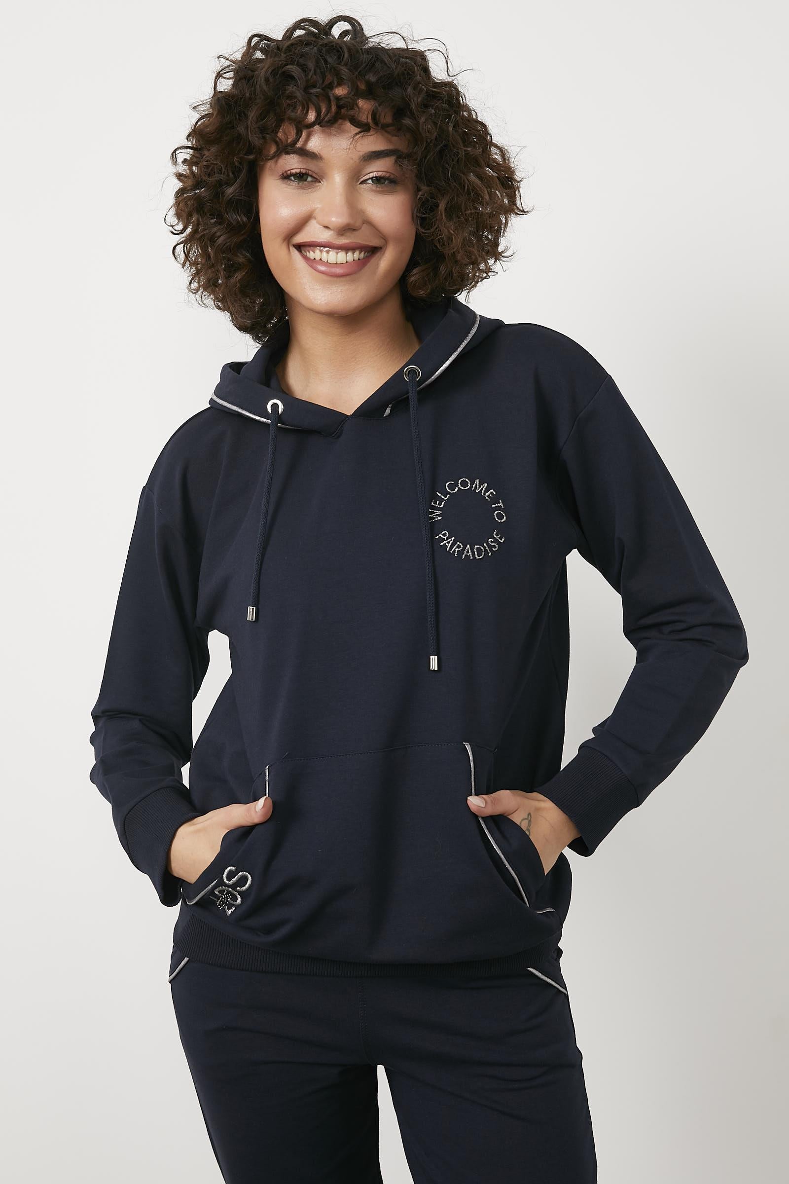 Kapüşonlu Kanguru Cepli Eşofman Takım - Lacivert (5) Sementa