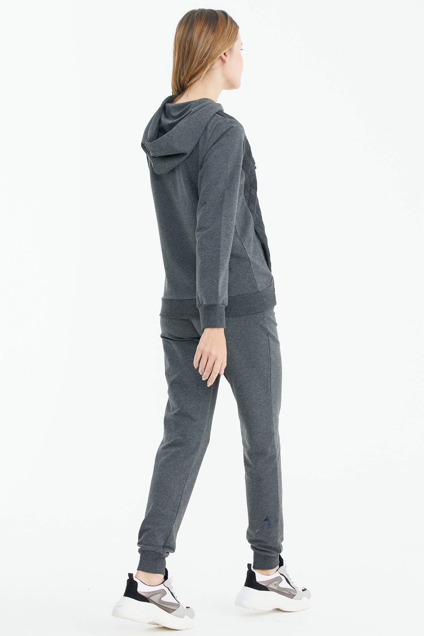 Kapüşonlu Kapitone Detaylı Eşofman Takım - Antrasit (4) Sementa