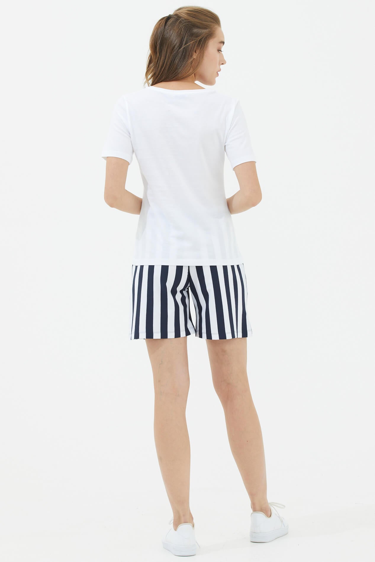 Kısa Kollu Şortlu Çizgili Takım - Lacivert (4) Sementa