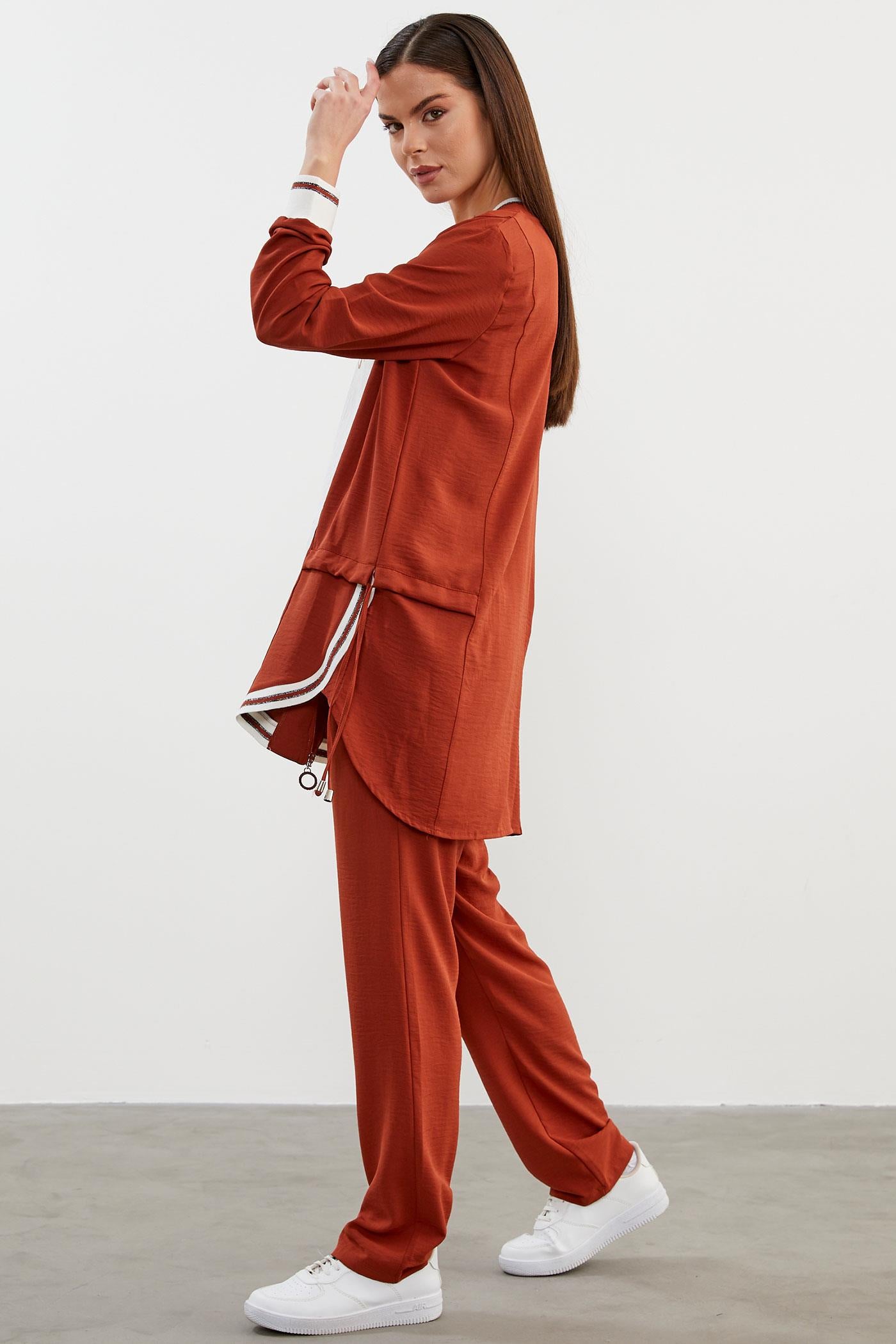 Krep Geniş Kalıp Üçlü Takım - Kiremit (4) Sementa