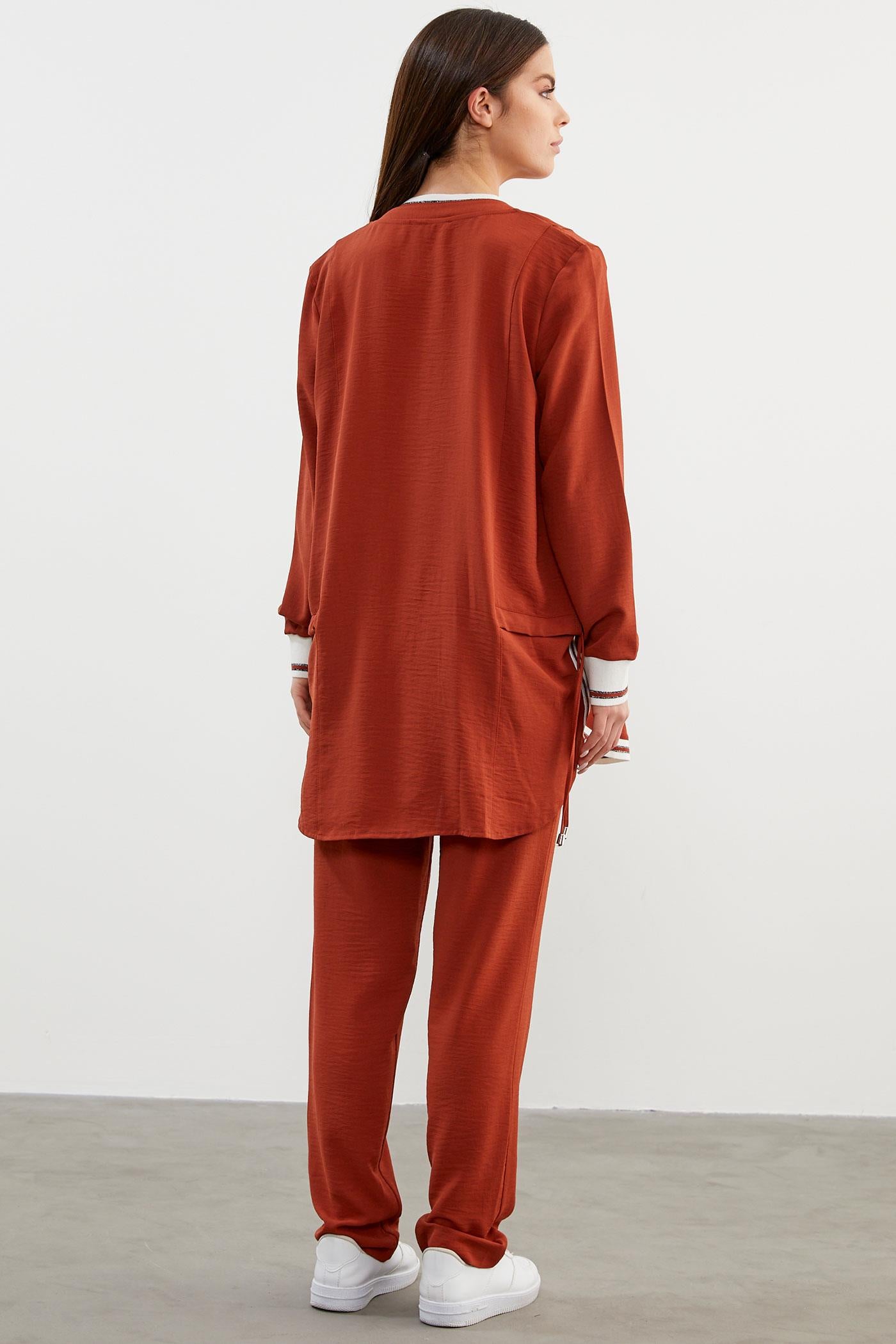 Krep Geniş Kalıp Üçlü Takım - Kiremit (5) Sementa