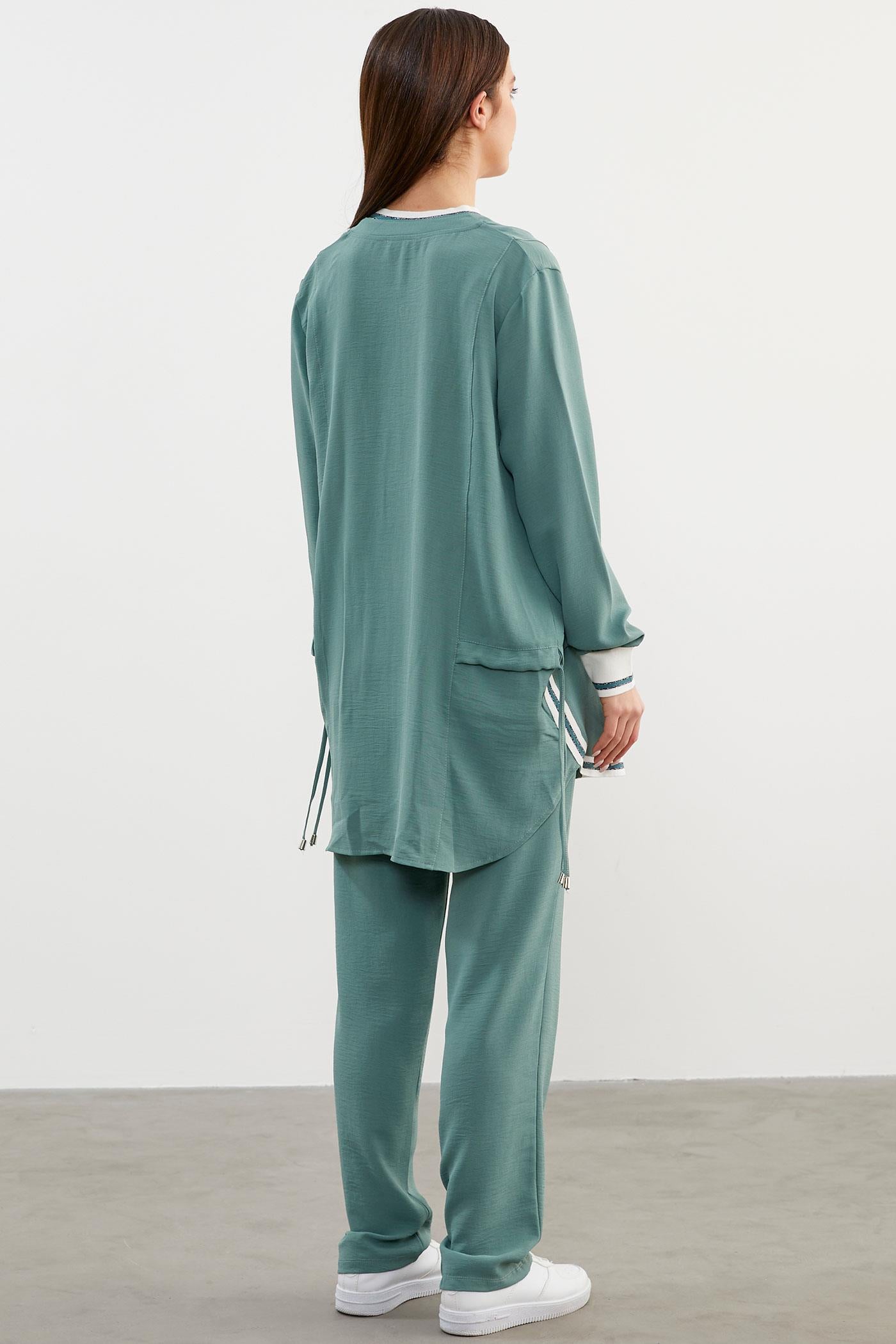 Krep Geniş Kalıp Üçlü Takım - Yeşil (5) Sementa