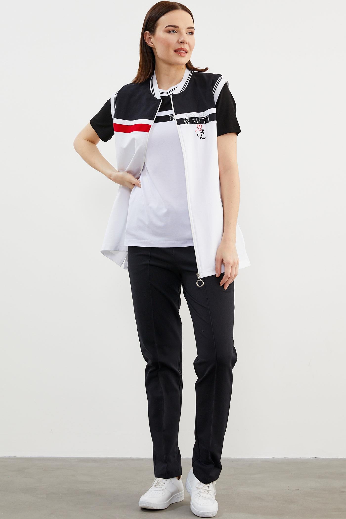 Marine Üçlü Yelekli Takım - Beyaz - Siyah (3) Sementa