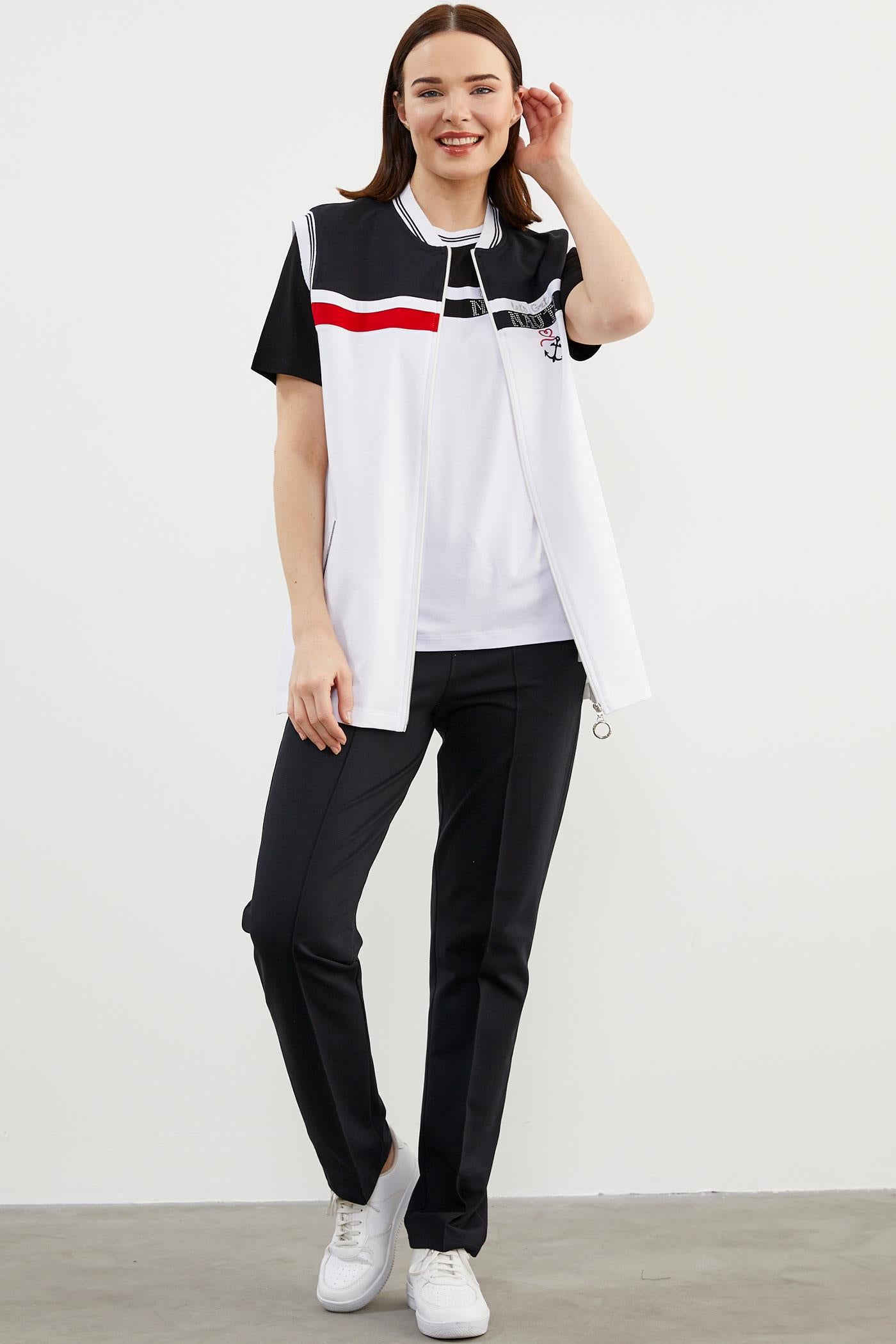 Marine Üçlü Yelekli Takım - Beyaz - Siyah (4) Sementa