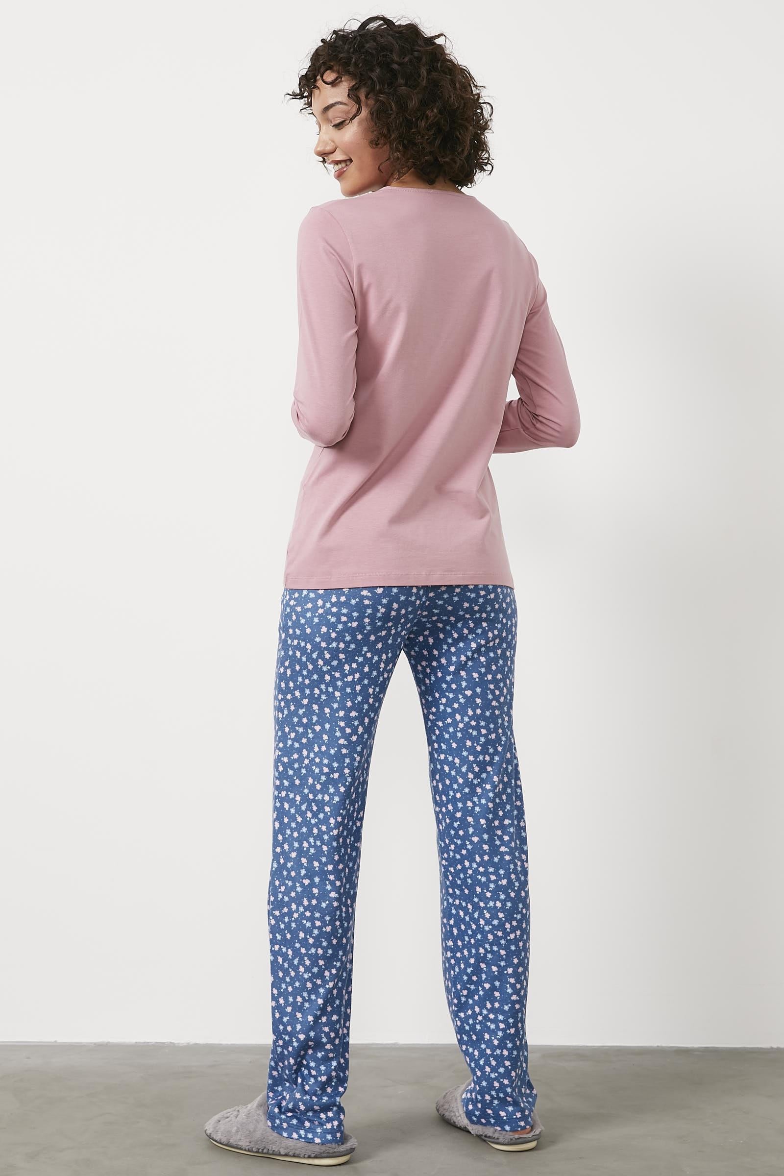 Modal Desen Kombinli Pijama Takım - Gül (4) Sementa