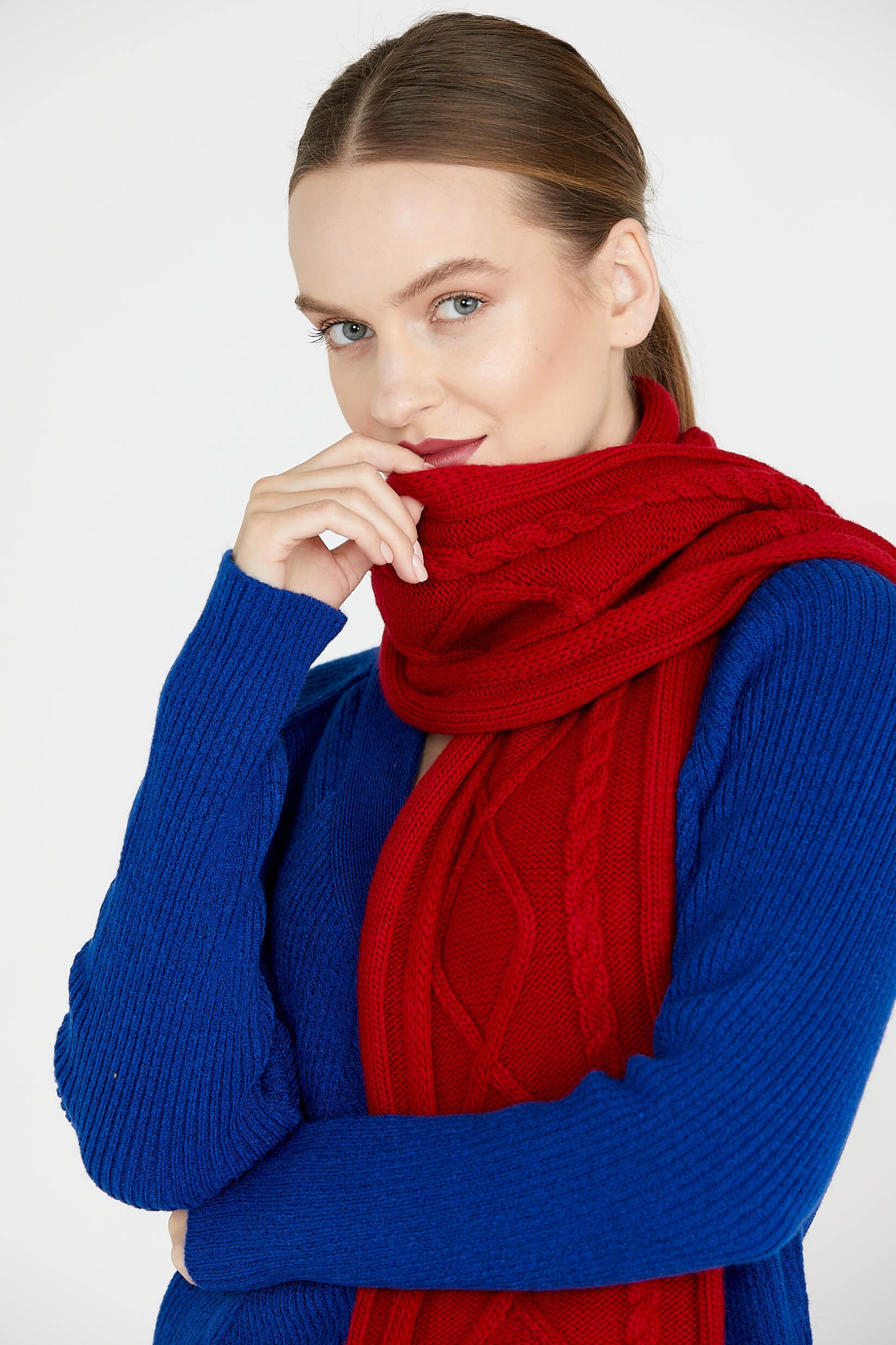 Örme Atkı - Kırmızı (2) Sementa