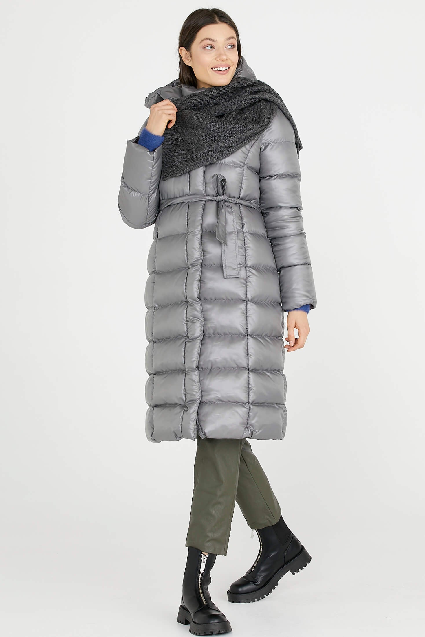 Örme Atkı - Koyu Gri (3) Sementa