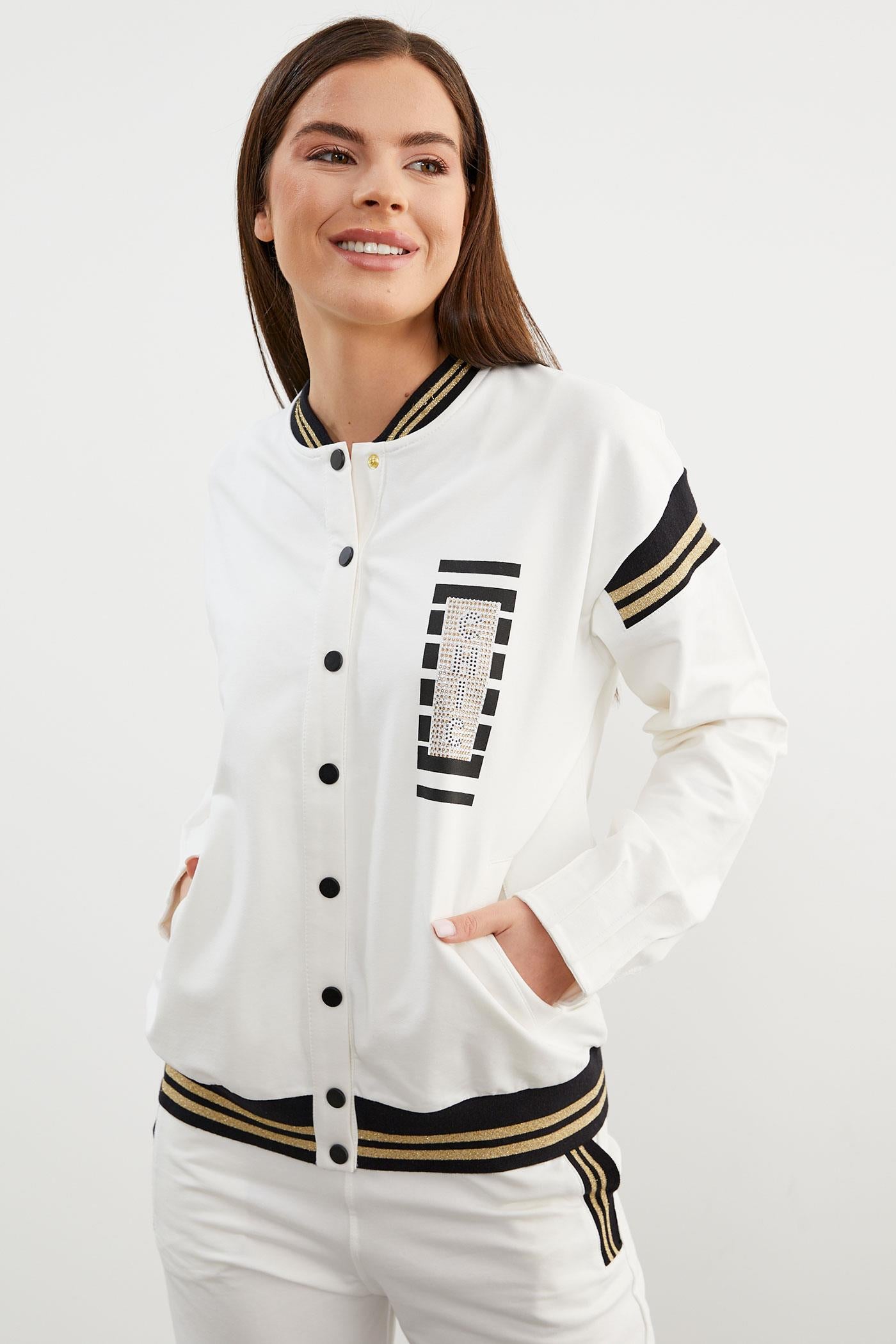 Örme Detaylı Paçası Piliseli Eşofman Takım - Ekru (3) Sementa