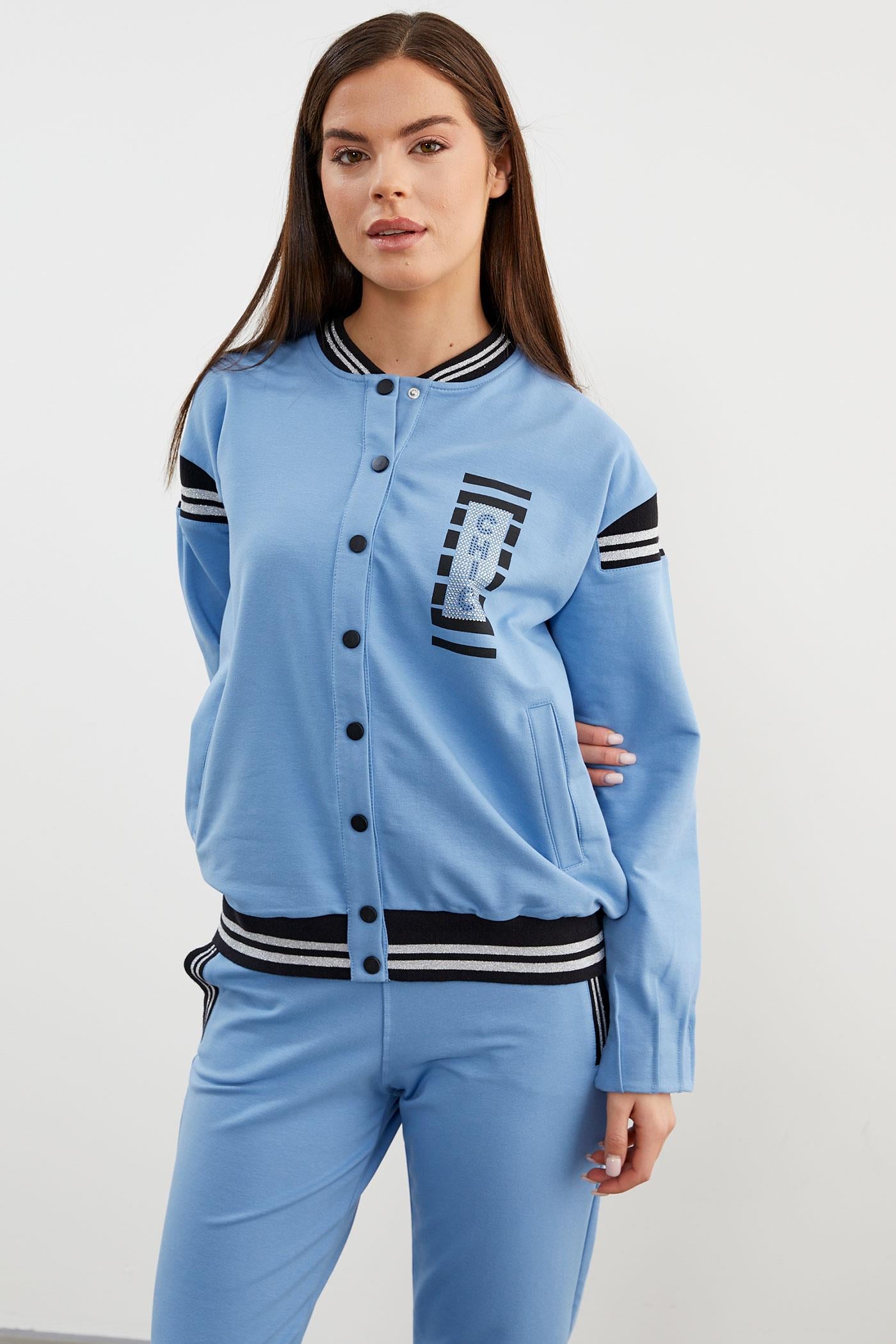 Örme Detaylı Paçası Piliseli Eşofman Takım - Mavi (5) Sementa
