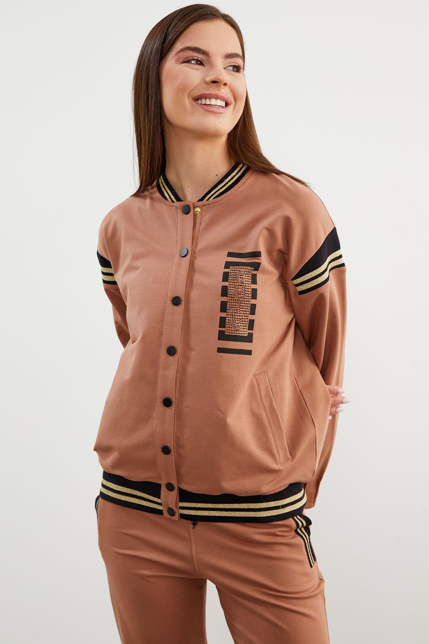 Örme Detaylı Paçası Piliseli Eşofman Takım - Sütlü Kahve (5) Sementa