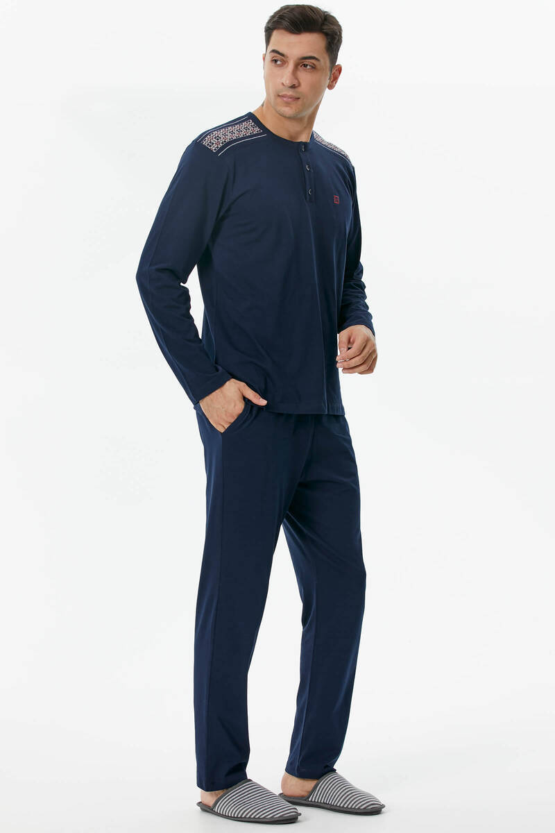 Örme Detaylı Pijama Takım - Lacivert (2) Sementa