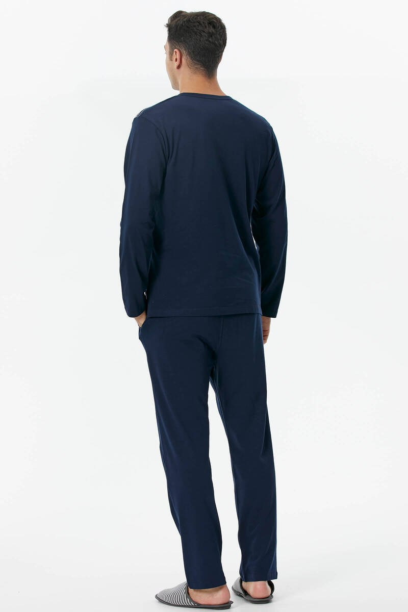 Örme Detaylı Pijama Takım - Lacivert (4) Sementa