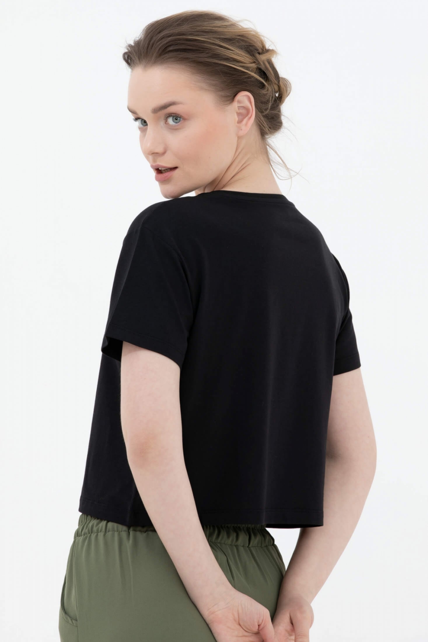 Oversize Basic Baskılı Kısa Tshirt - Siyah (4) Sementa