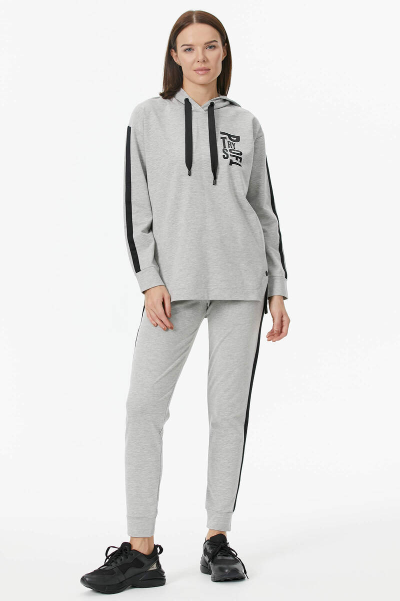 Oversize Kapüşonlu Eşofman Takım - Gri (4) Sementa
